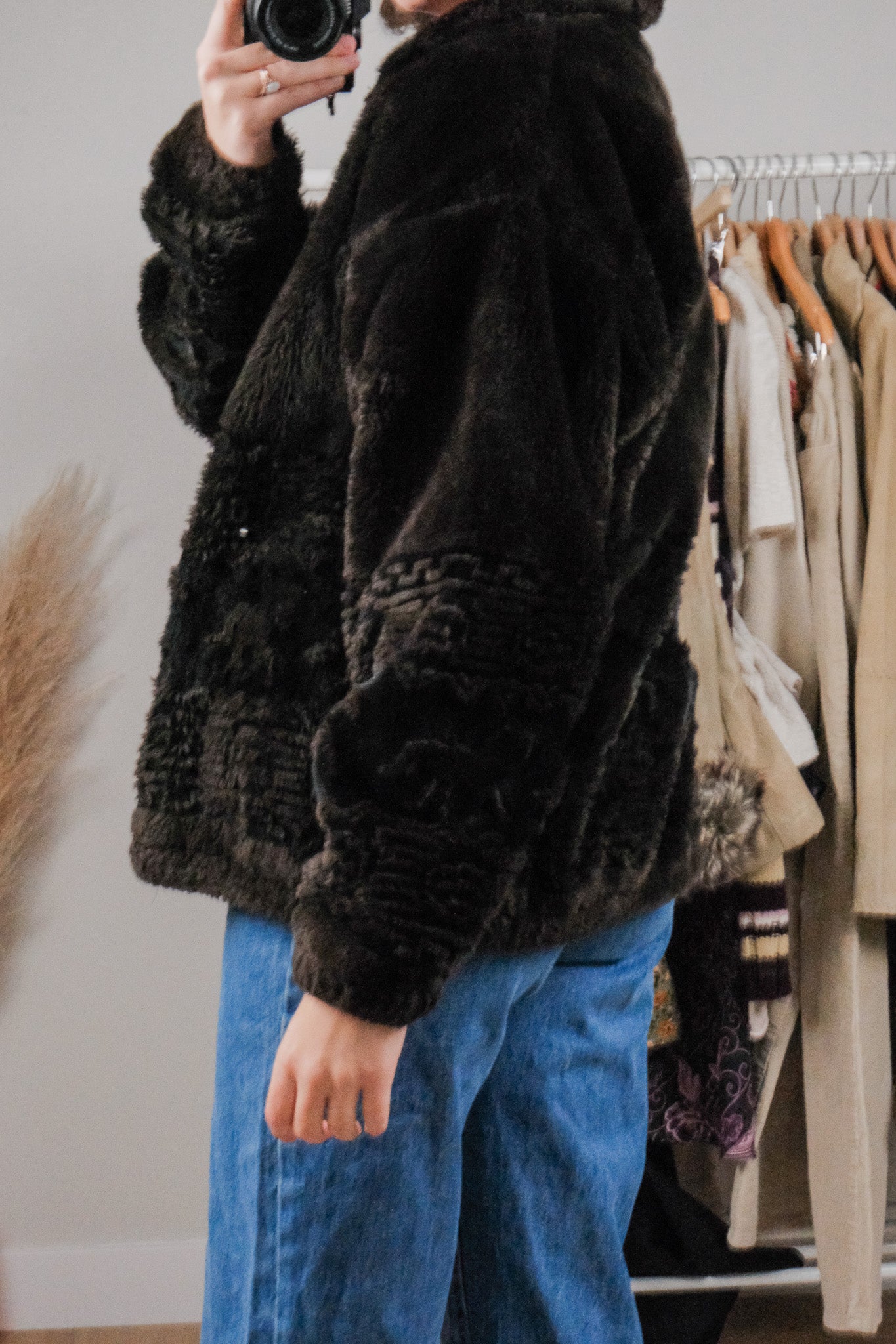 Made in USA x Vintage x Faux Fur Horse Sweater (S/M)