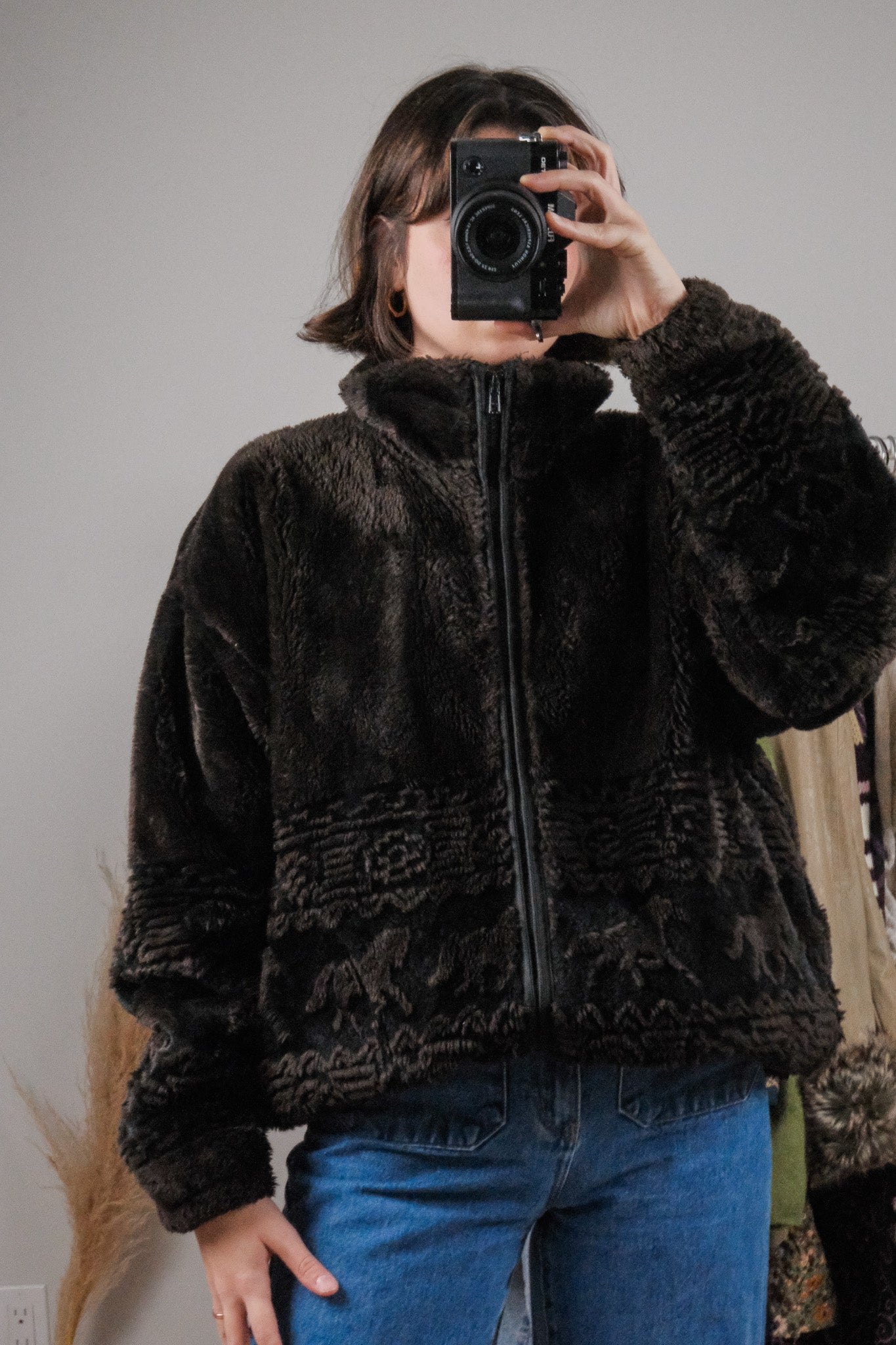 Made in USA x Vintage x Faux Fur Horse Sweater (S/M)