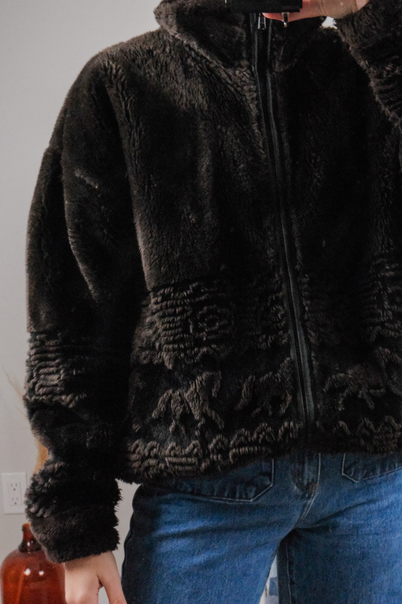 Made in USA x Vintage x Faux Fur Horse Sweater (S/M)