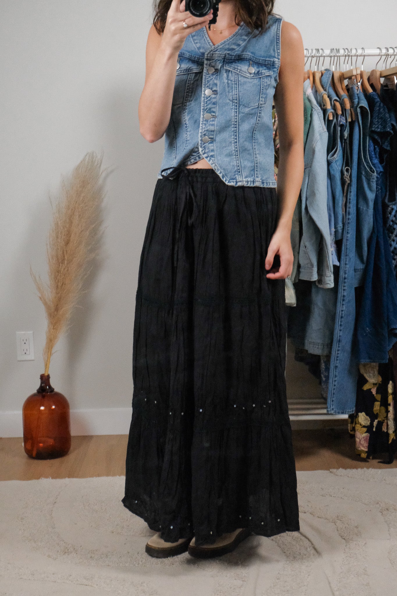Vintage x Cotton Sequin Maxi Skirt (L-XL)