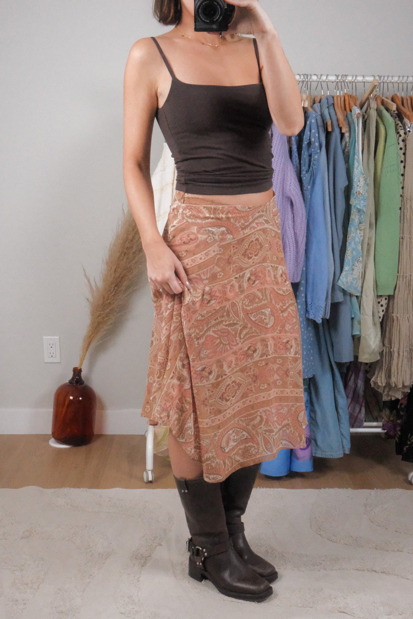 Vintage x Patterned Midi Skirt (12/14)