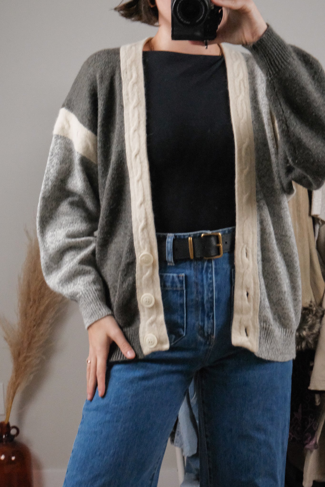 Vintage x Wool Blend Textured Cardigan (M/L)