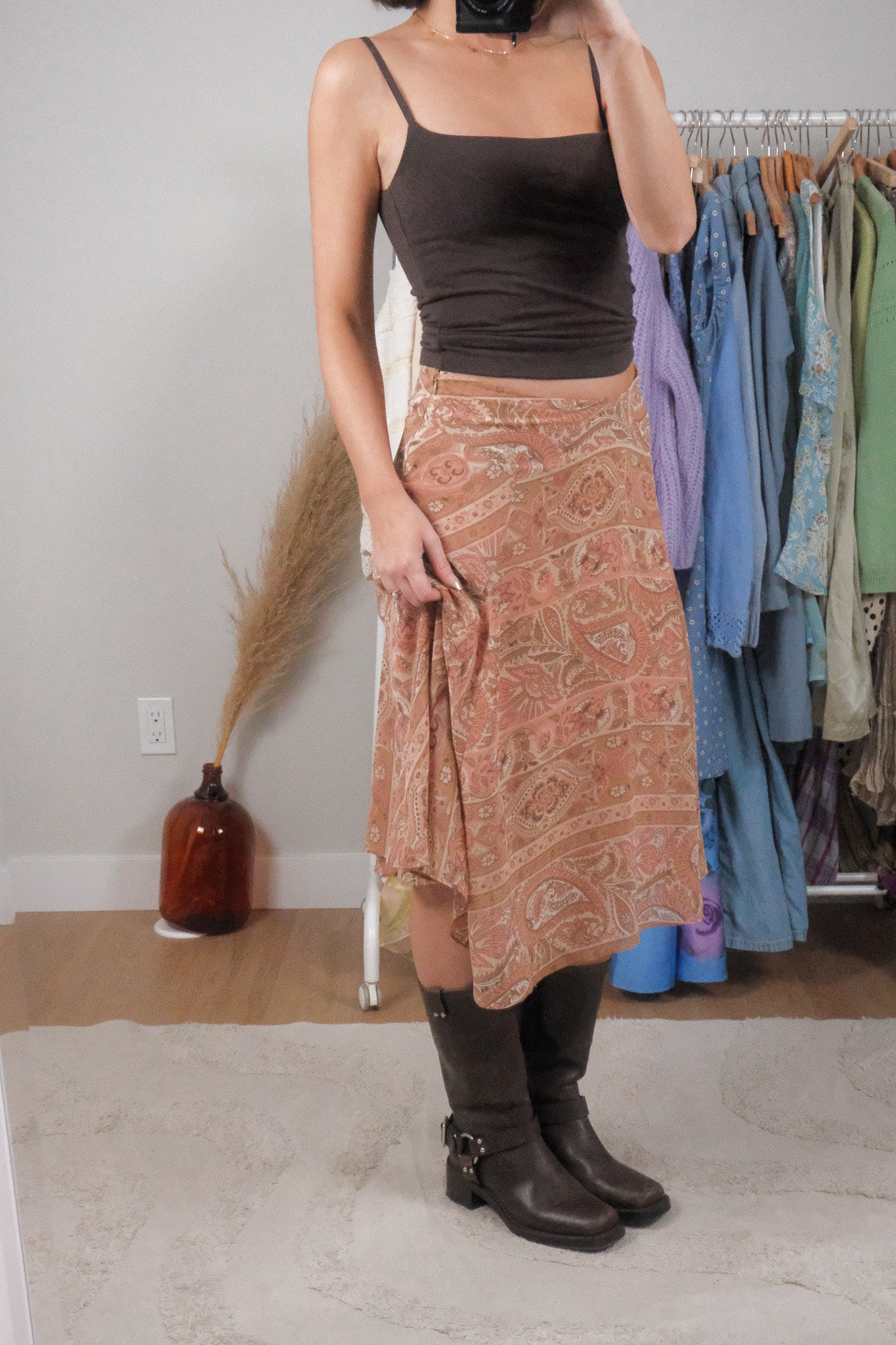 Vintage x Patterned Midi Skirt (12/14)