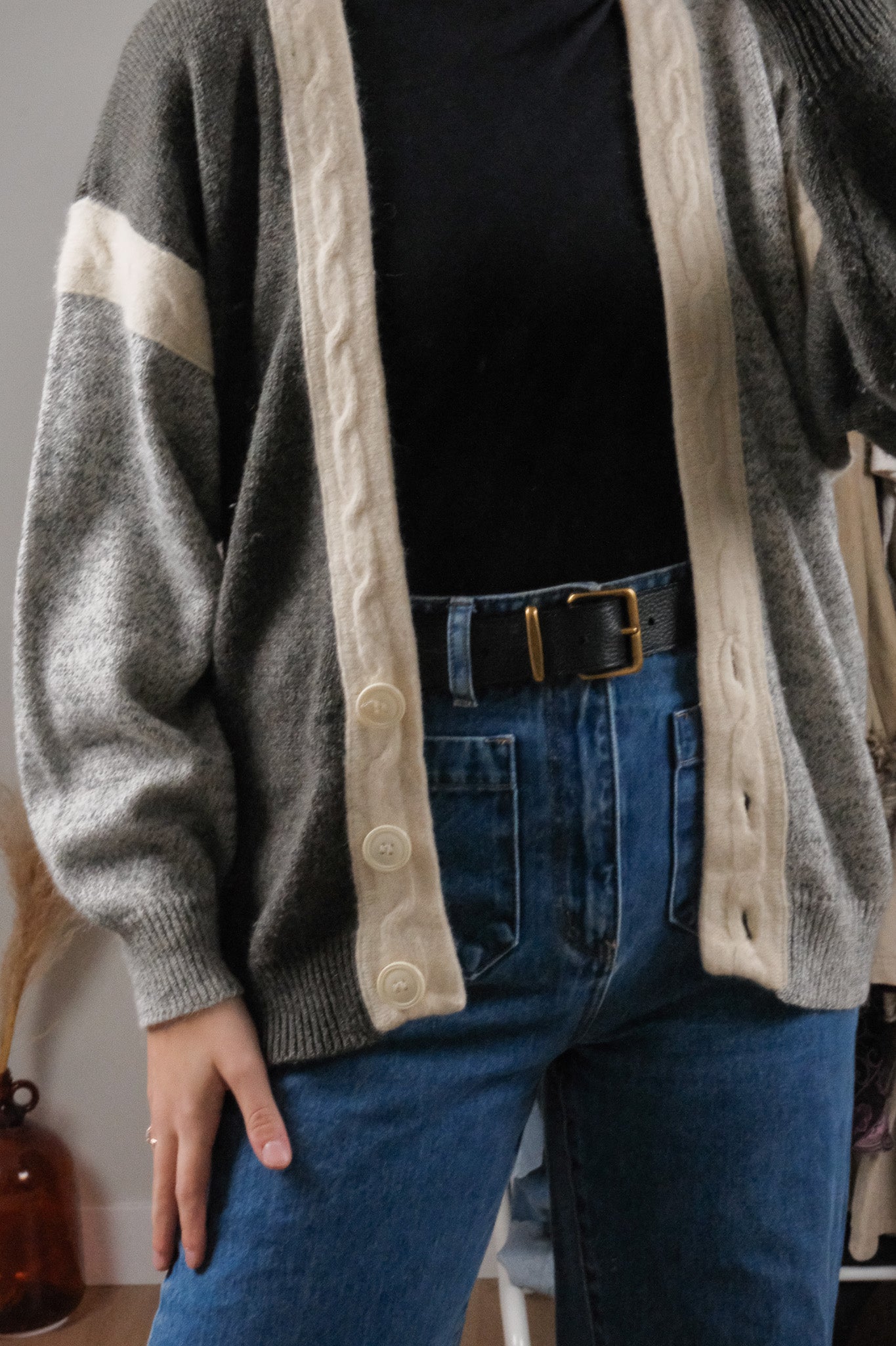 Vintage x Wool Blend Textured Cardigan (M/L)