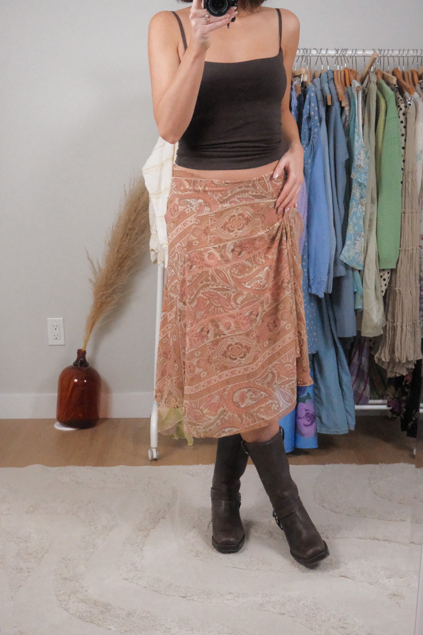 Vintage x Patterned Midi Skirt (12/14)
