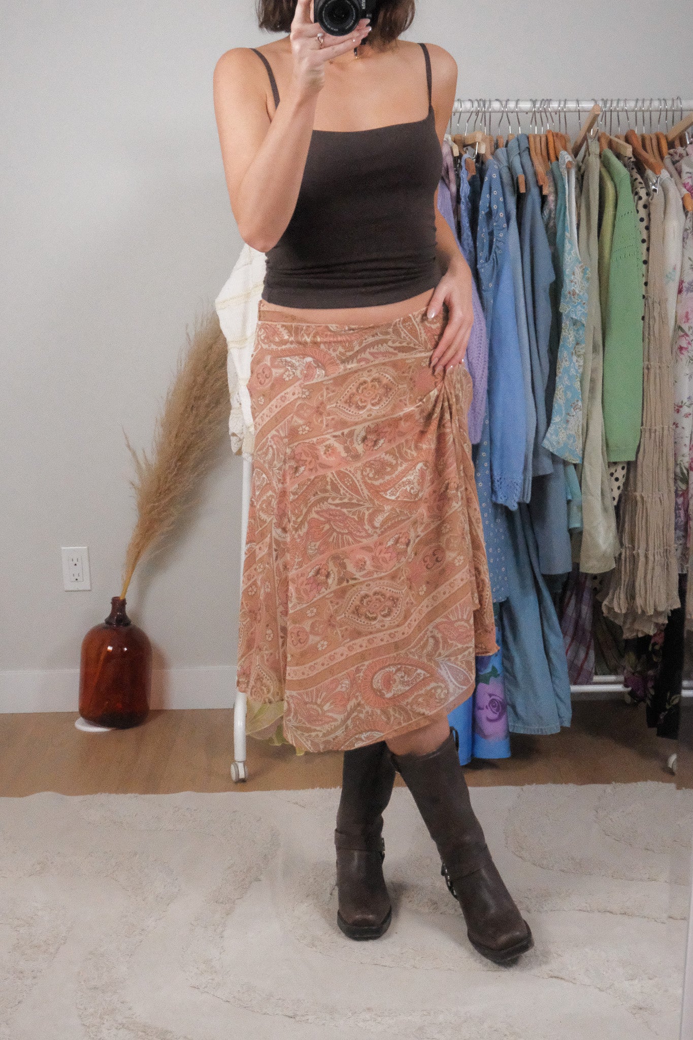 Vintage x Patterned Midi Skirt (12/14)