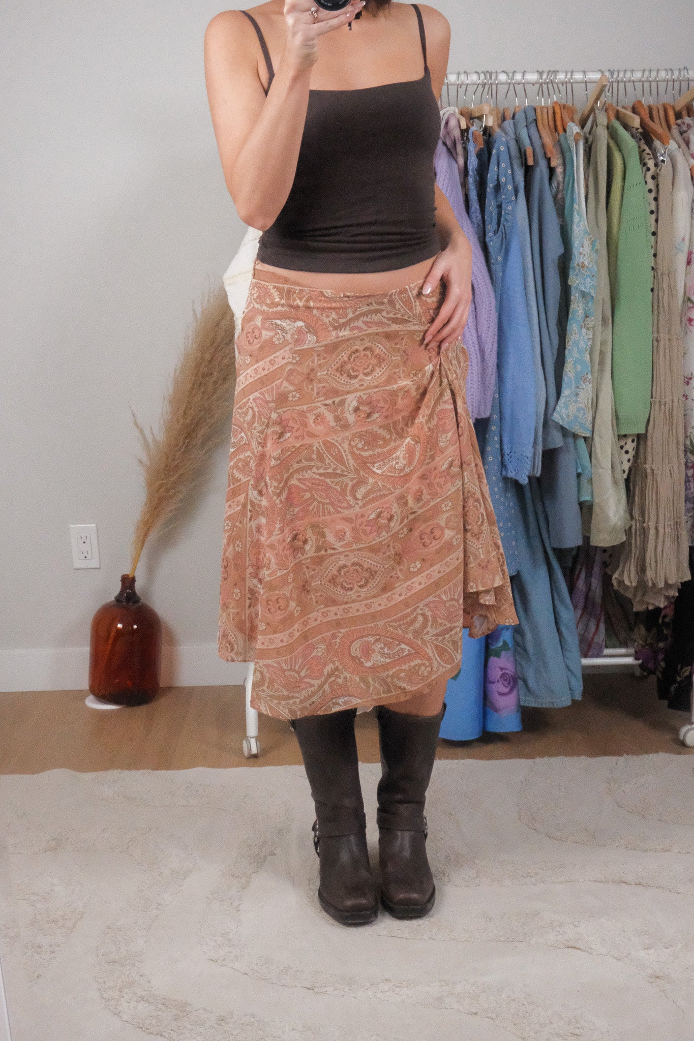 Vintage x Patterned Midi Skirt (12/14)