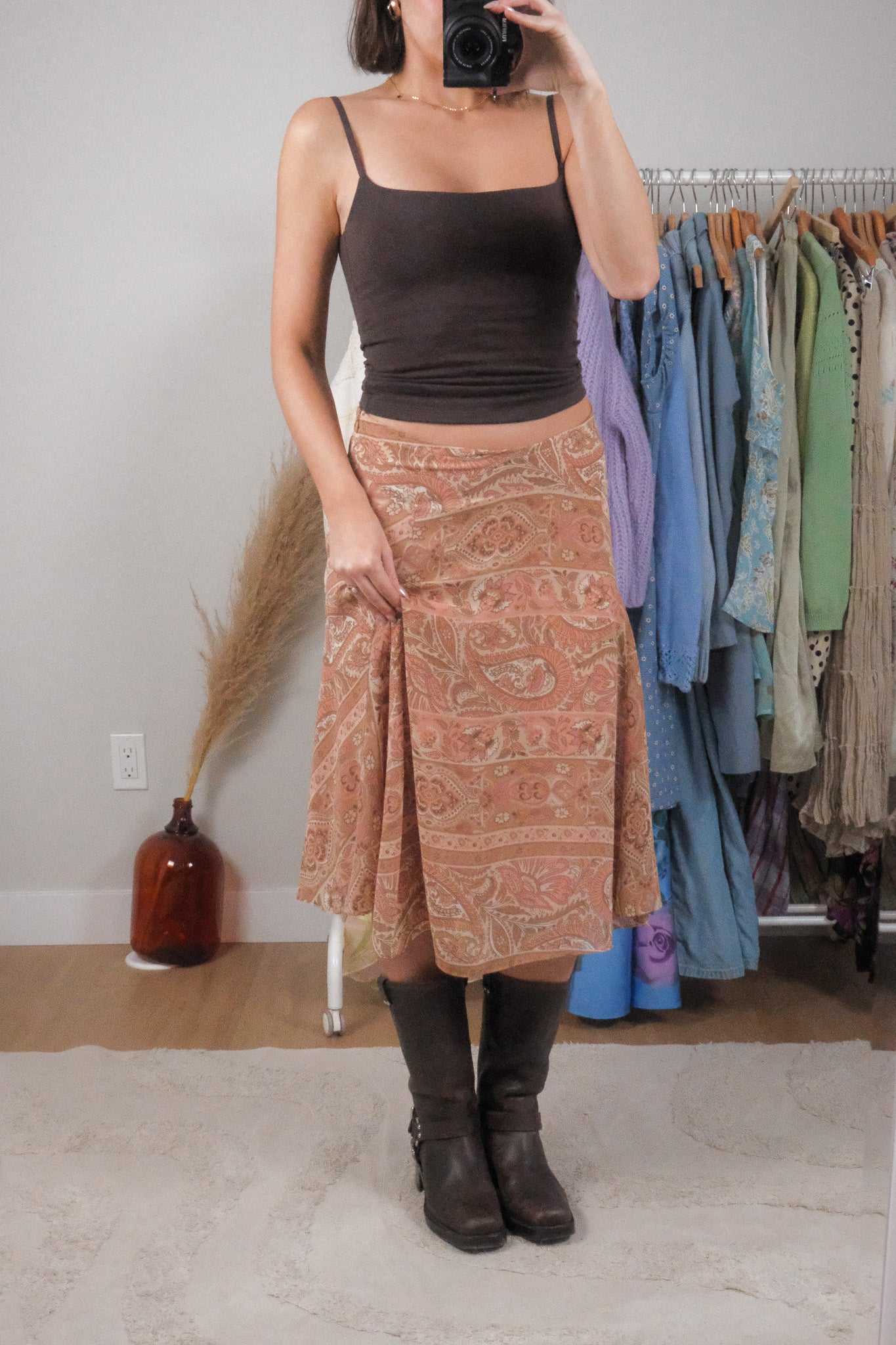 Vintage x Patterned Midi Skirt (12/14)