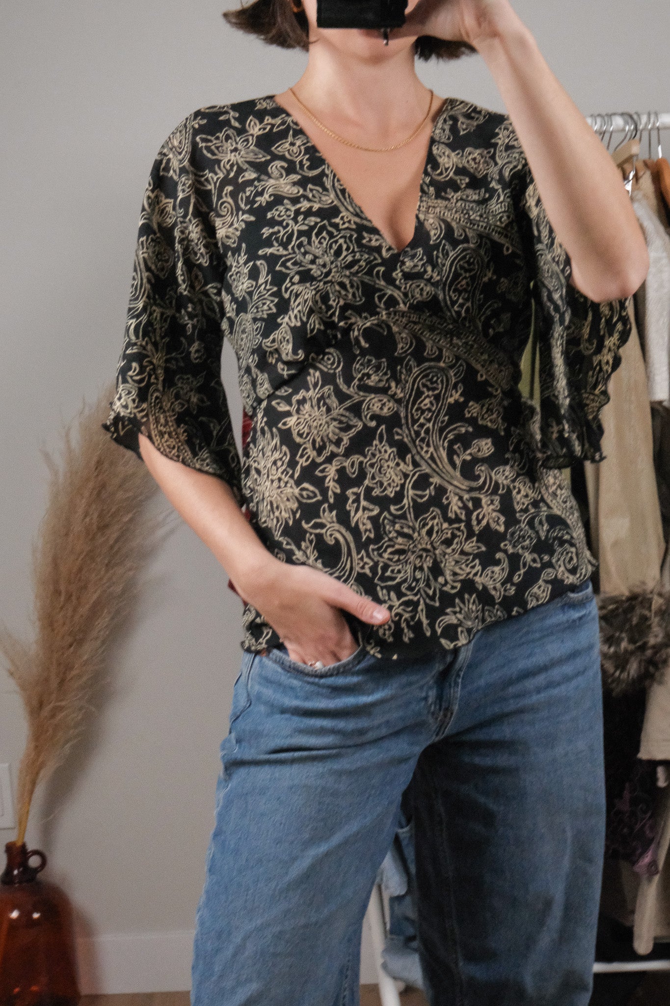 Made in Canada x Vintage x Patterned Tie Blouse (6)