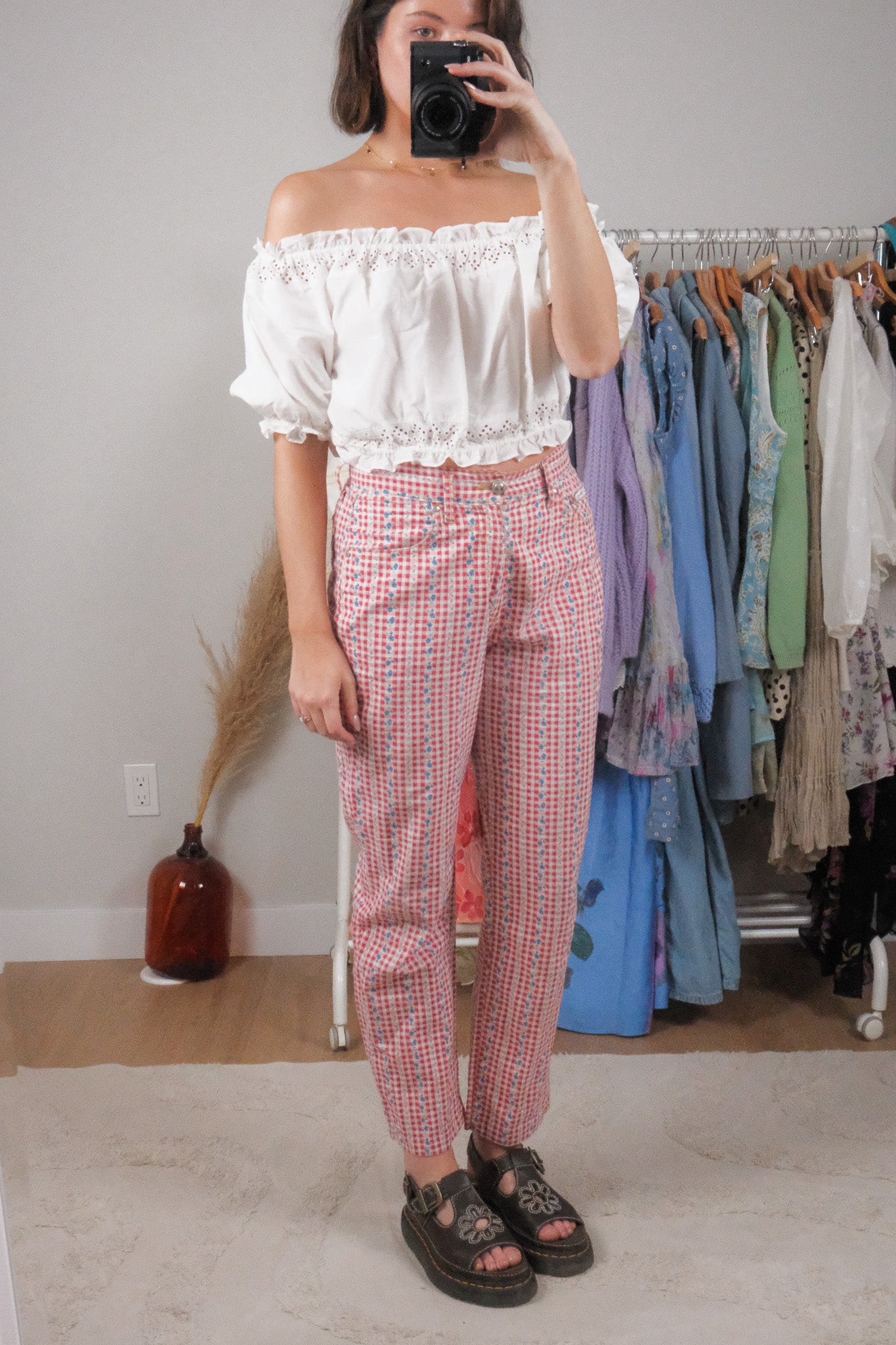 Made in Italy x Vintage x Cotton Floral/Gingham Pants (6)