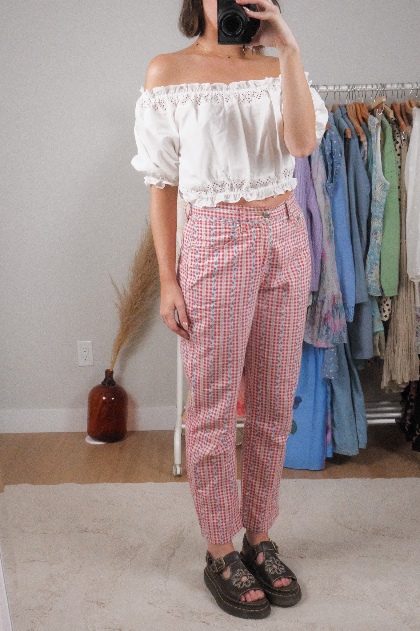 Made in Italy x Vintage x Cotton Floral/Gingham Pants (6)