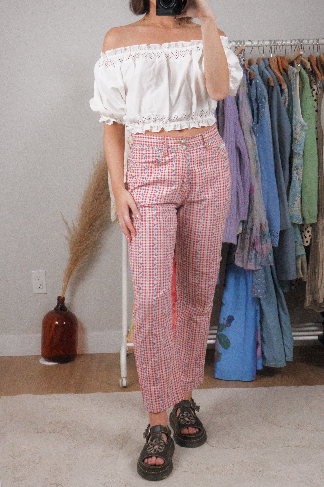 Made in Italy x Vintage x Cotton Floral/Gingham Pants (6)