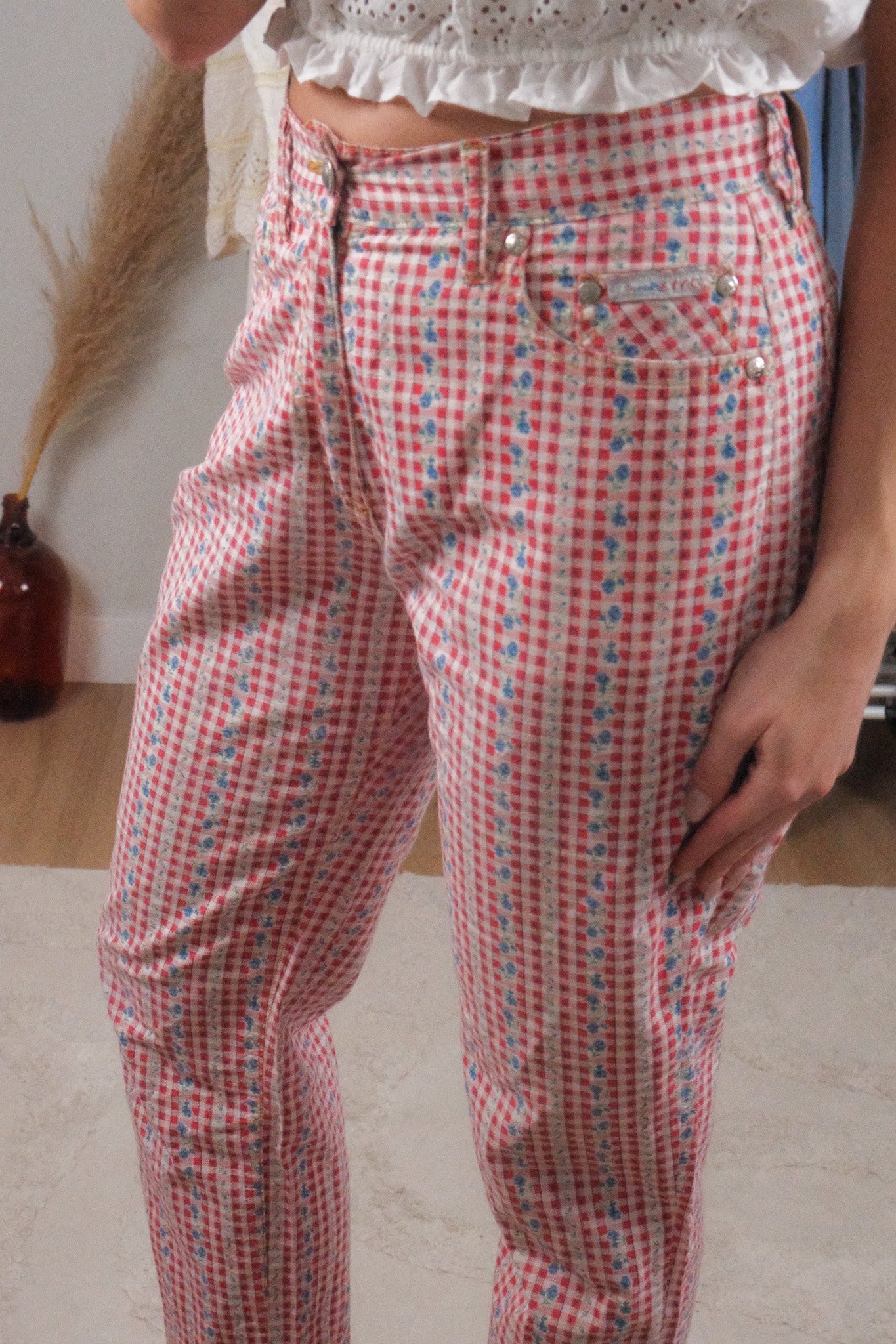 Made in Italy x Vintage x Cotton Floral/Gingham Pants (6)
