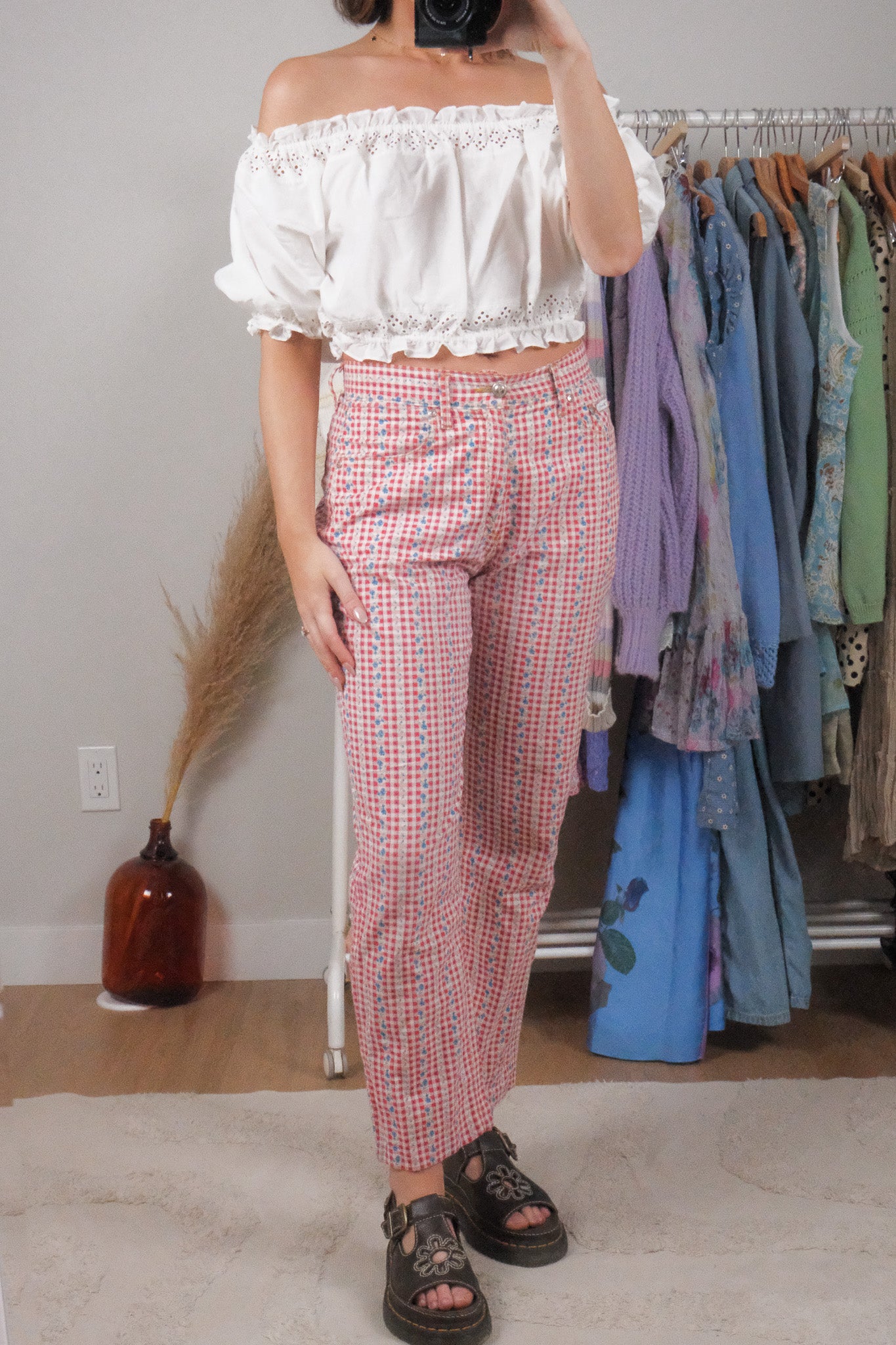 Made in Italy x Vintage x Cotton Floral/Gingham Pants (6)