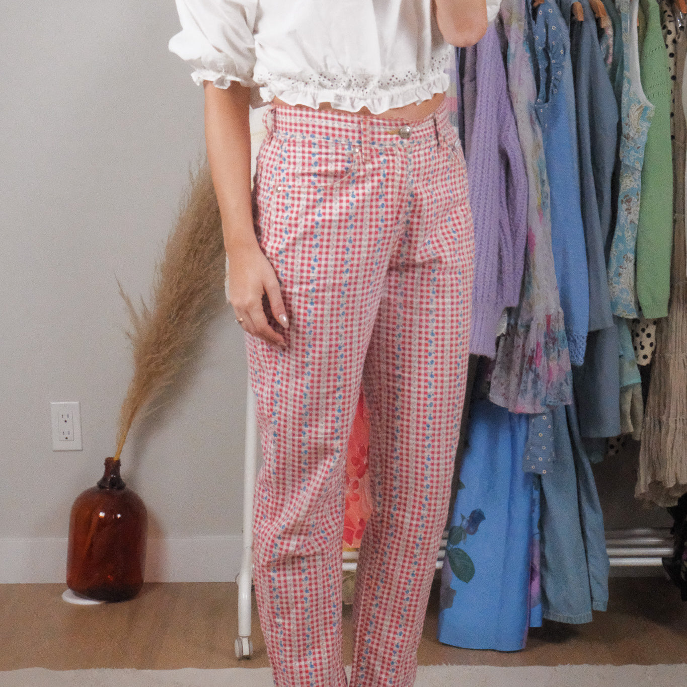 Made in Italy x Vintage x Cotton Floral/Gingham Pants (6)