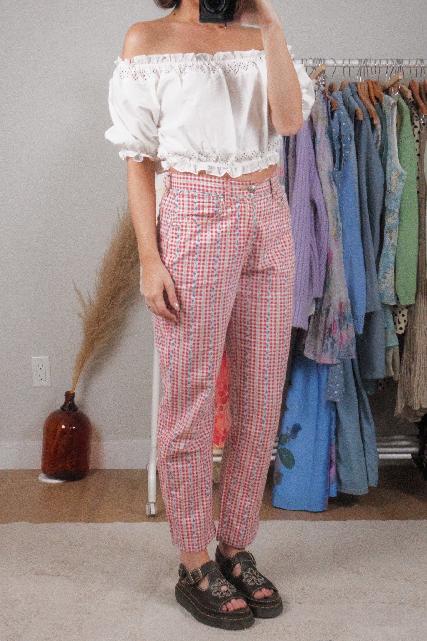 Made in Italy x Vintage x Cotton Floral/Gingham Pants (6)