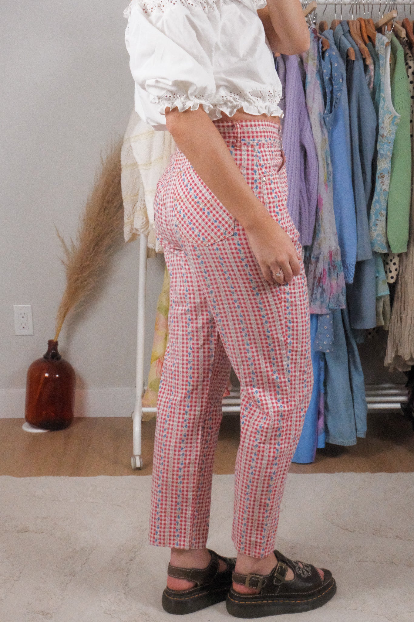 Made in Italy x Vintage x Cotton Floral/Gingham Pants (6)
