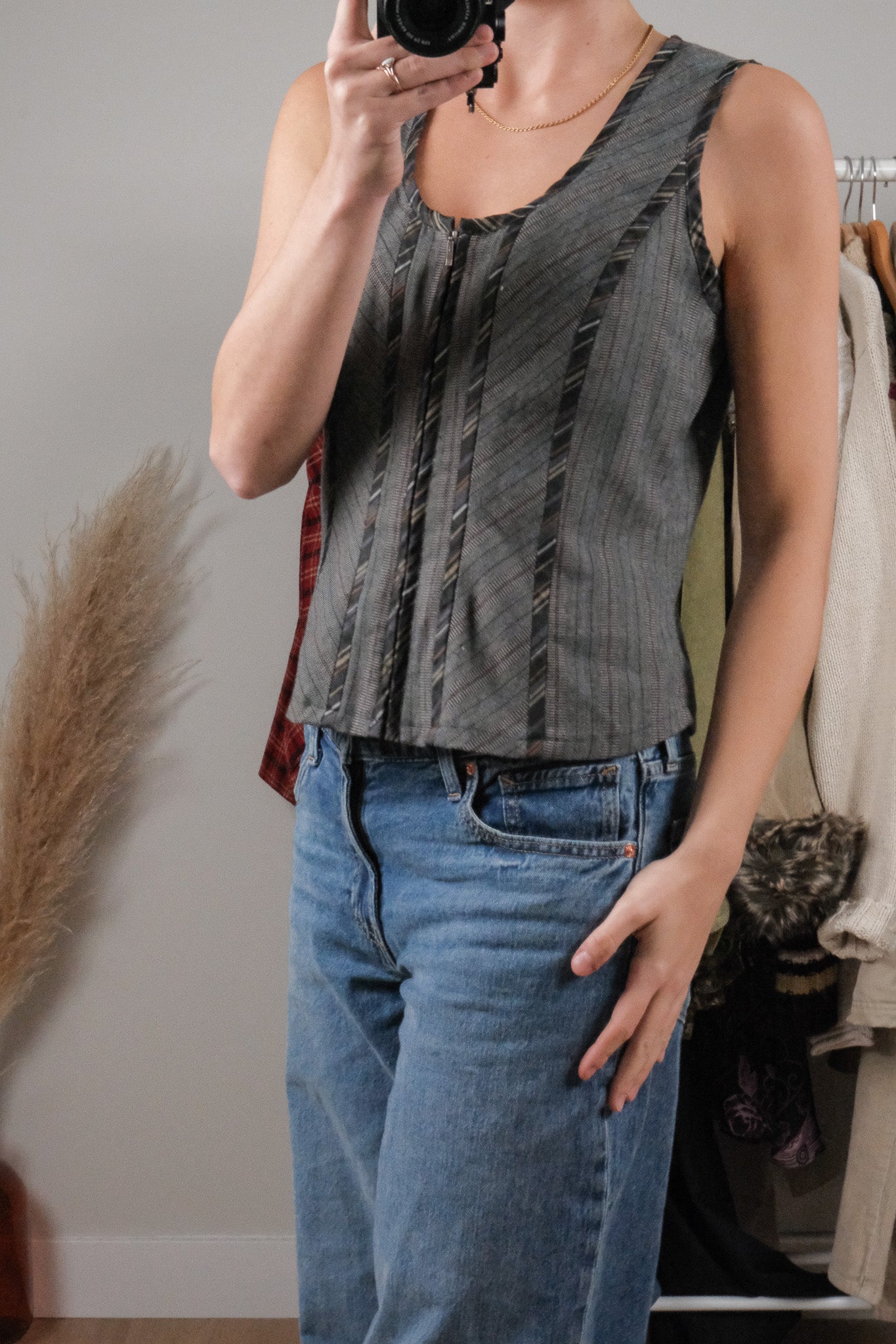 Vintage x Plaid Zip Up Corset Top (6)