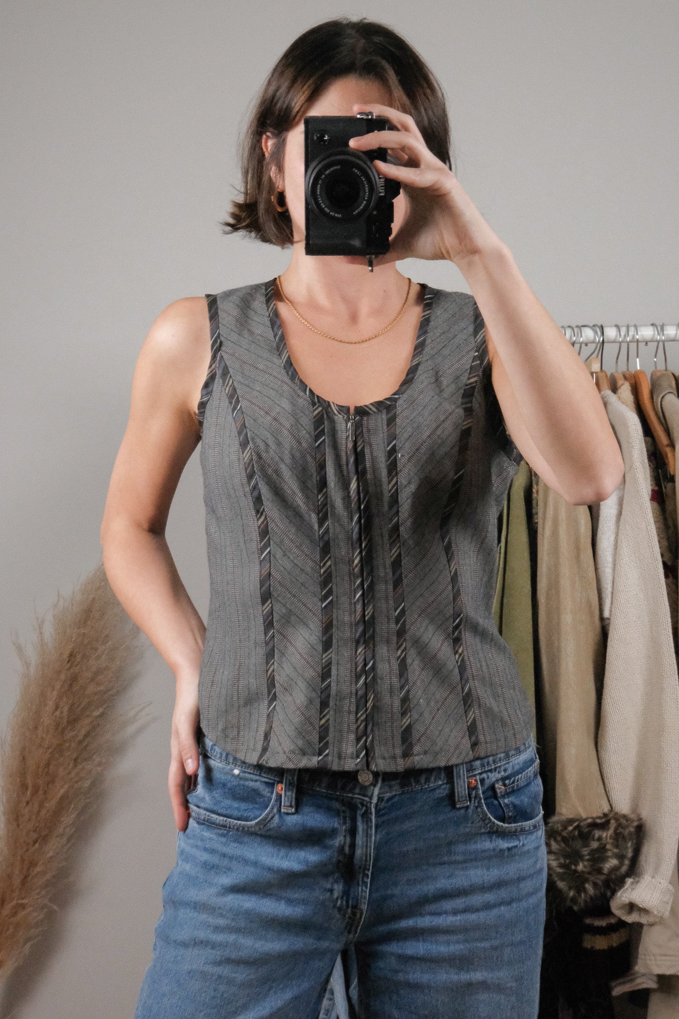 Vintage x Plaid Zip Up Corset Top (6)