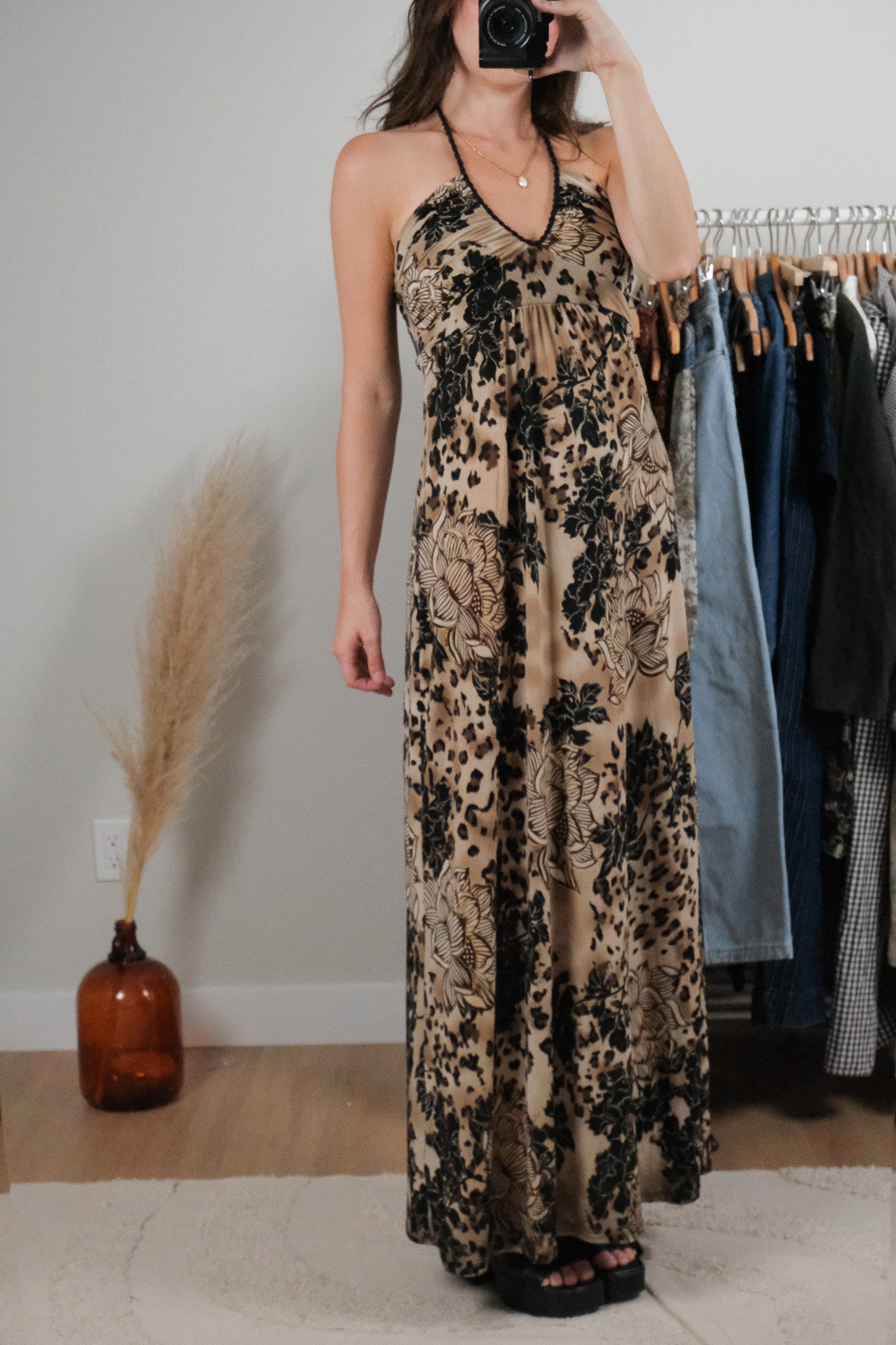 Made in USA x Vintage x Patterned Maxi Dress (XS/S)