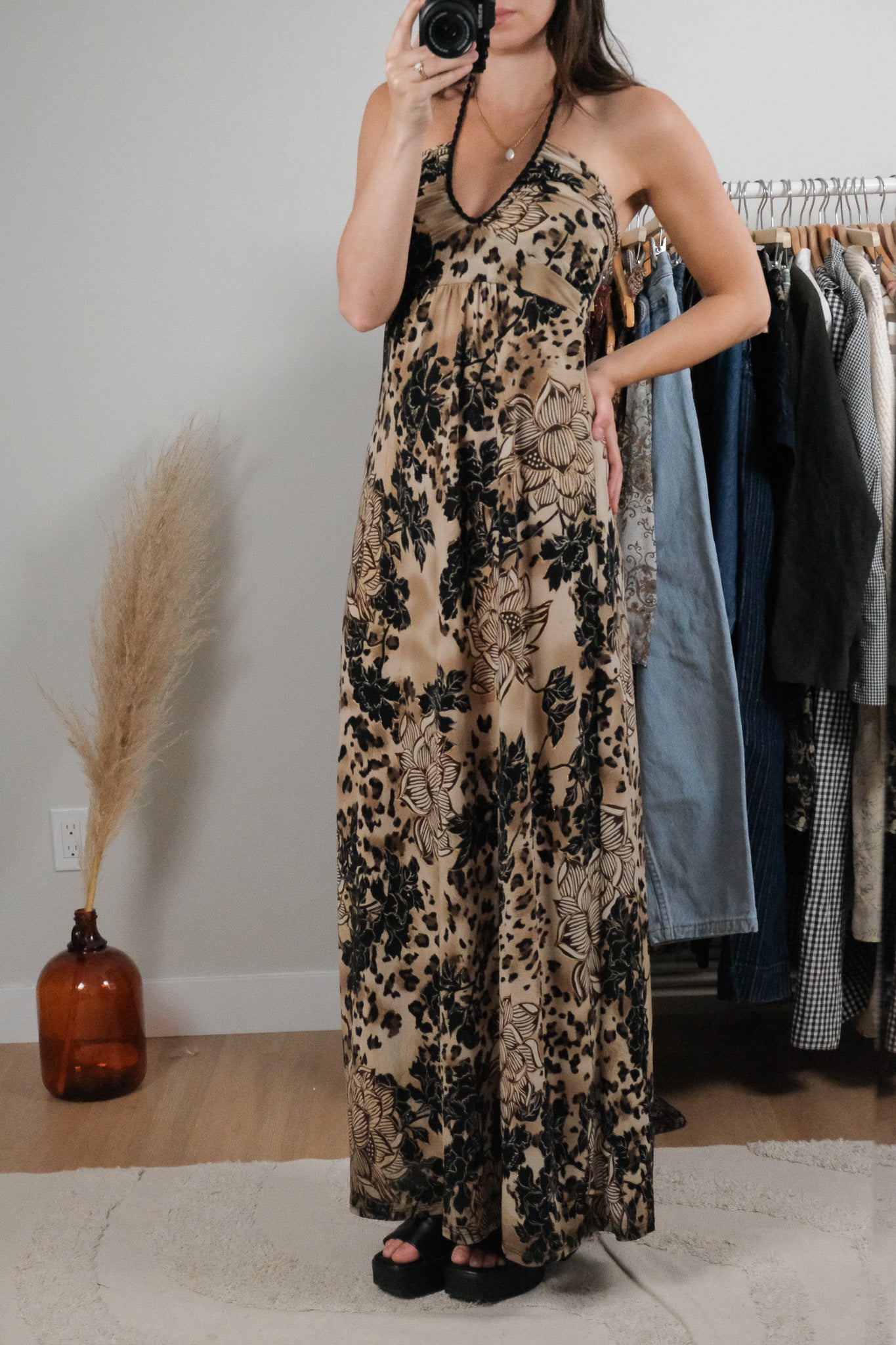 Made in USA x Vintage x Patterned Maxi Dress (XS/S)