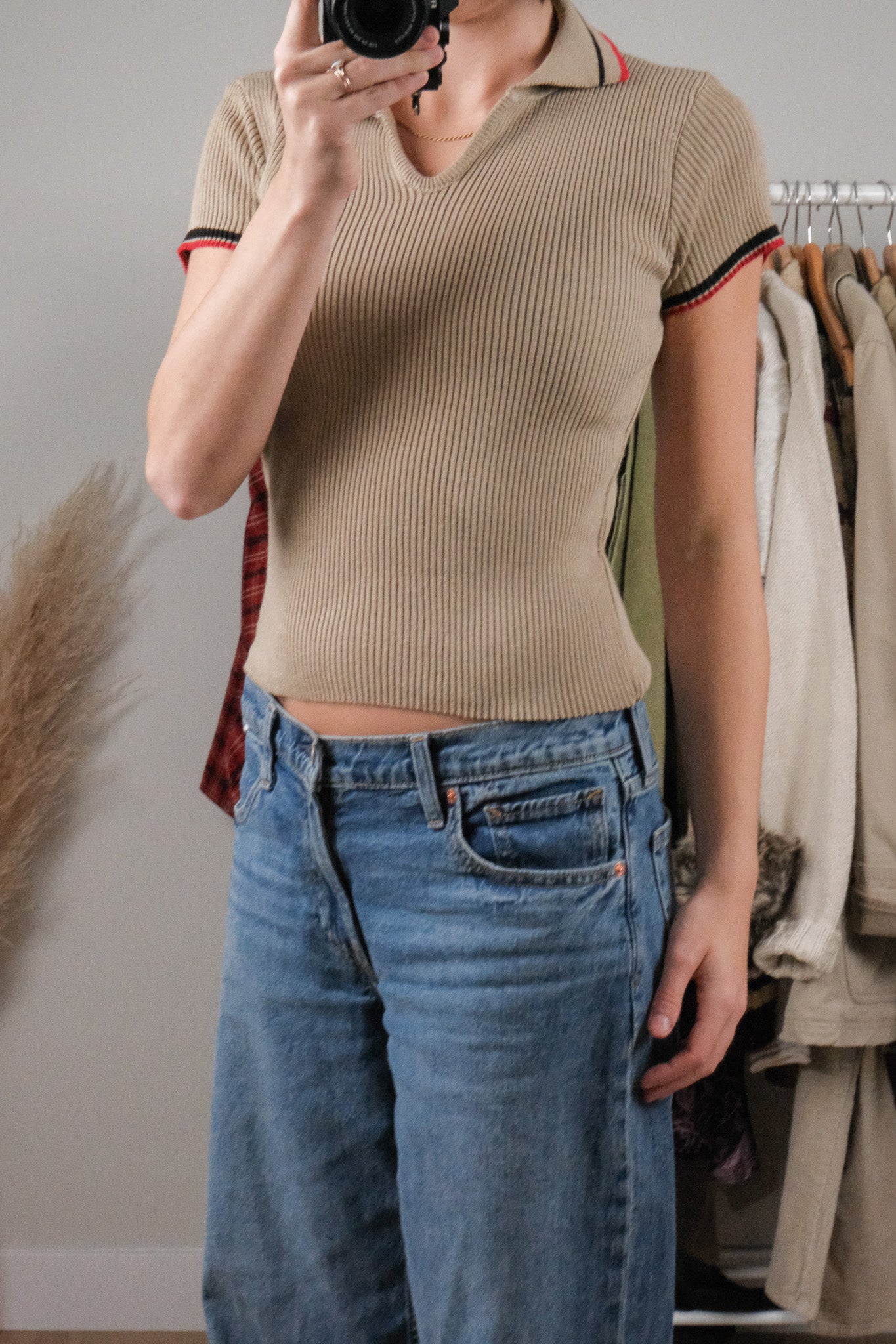 Made in USA x Vintage x Collared Top (M)