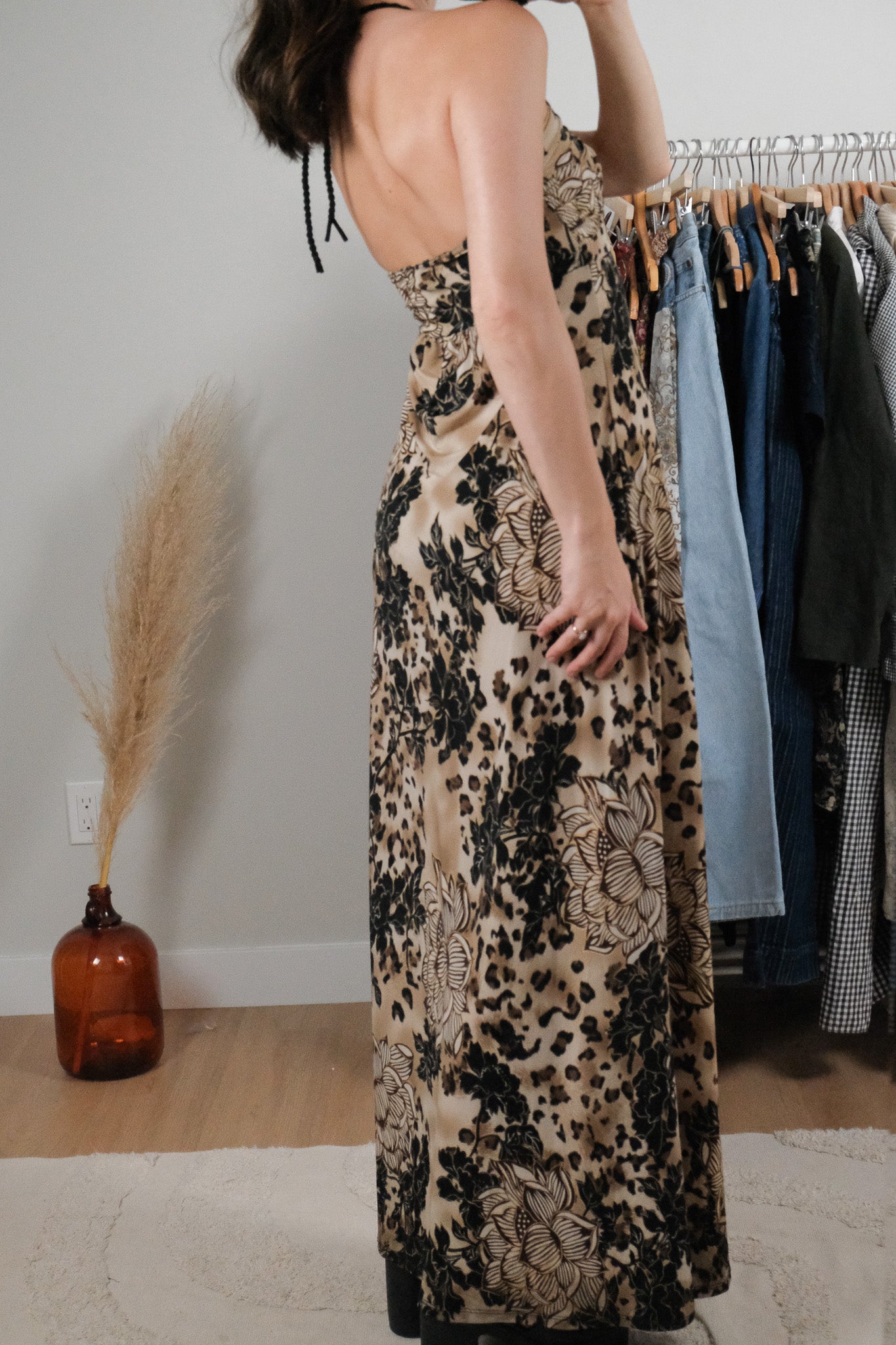 Made in USA x Vintage x Patterned Maxi Dress (XS/S)