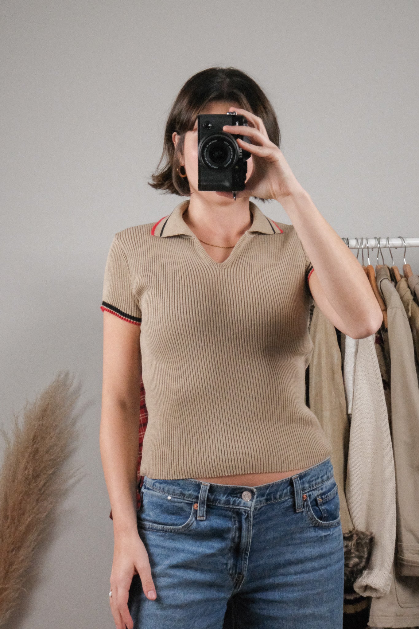 Made in USA x Vintage x Collared Top (M)