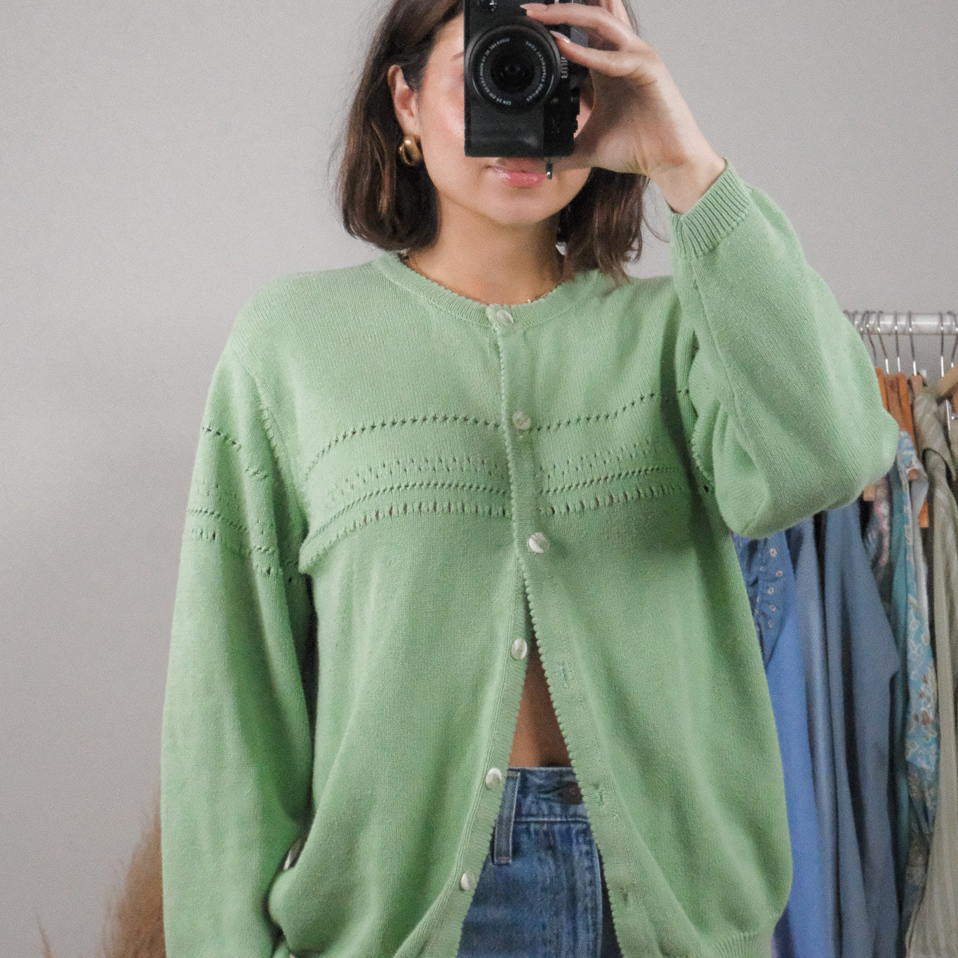 Vintage x Cotton Texture Cardigan (L)
