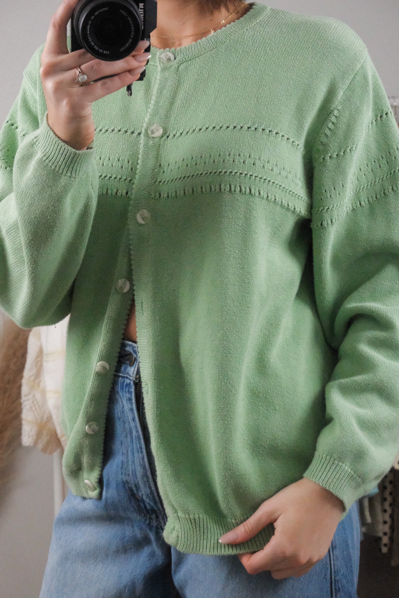 Vintage x Cotton Texture Cardigan (L)