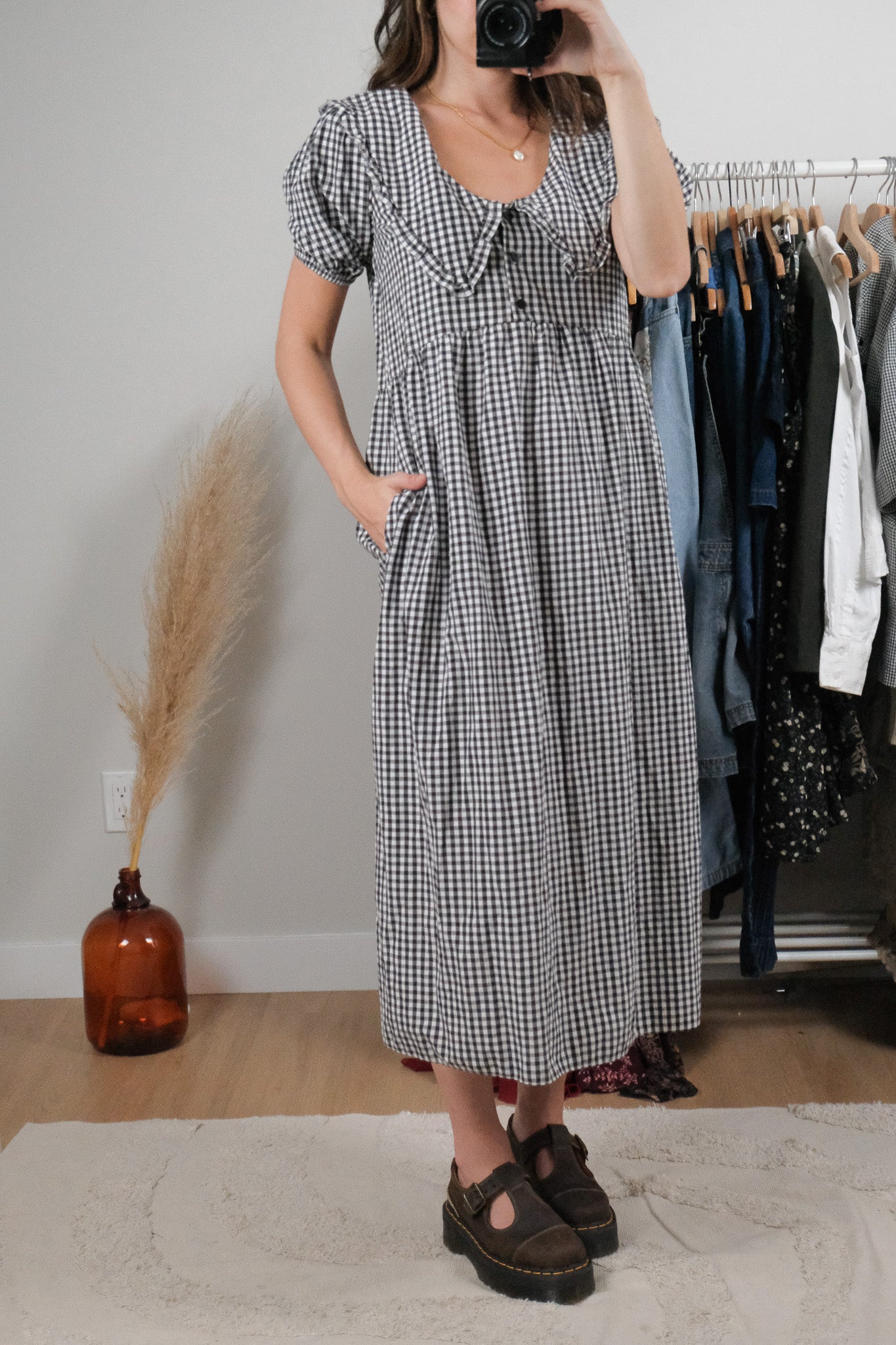Modern x Collared Gingham Maxi Dress (XS/S)
