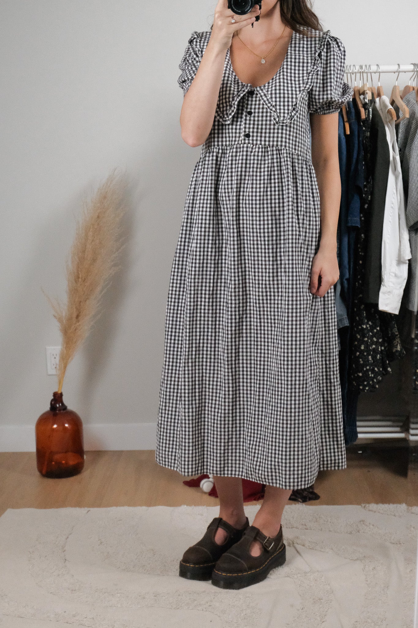Modern x Collared Gingham Maxi Dress (XS/S)