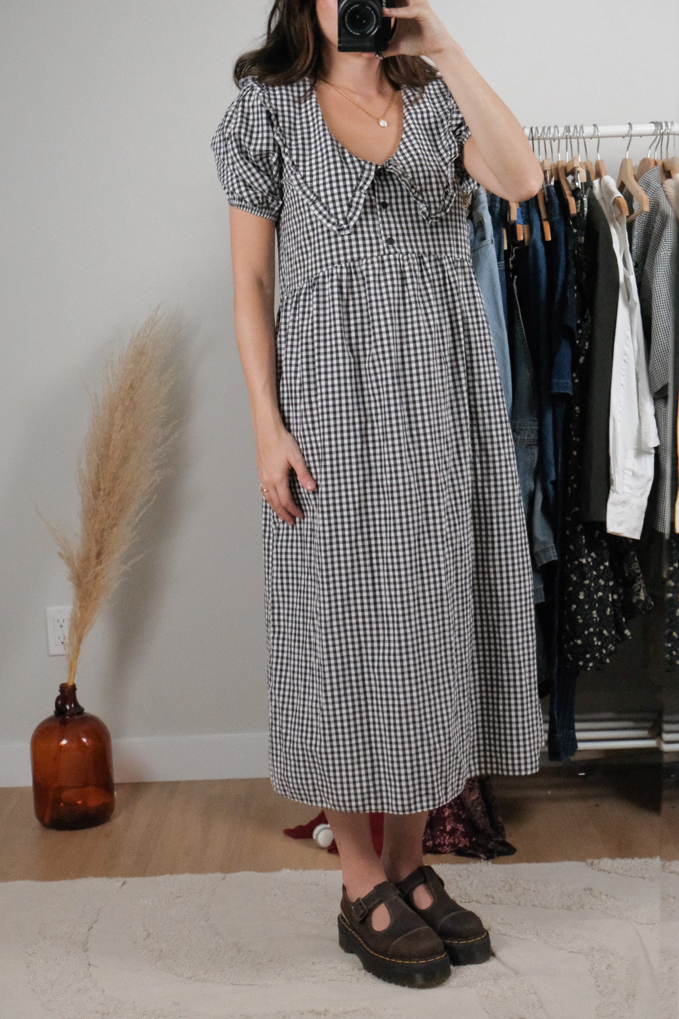 Modern x Collared Gingham Maxi Dress (XS/S)