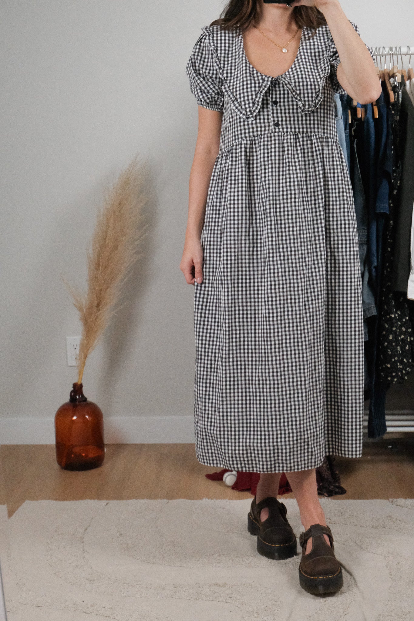Modern x Collared Gingham Maxi Dress (XS/S)
