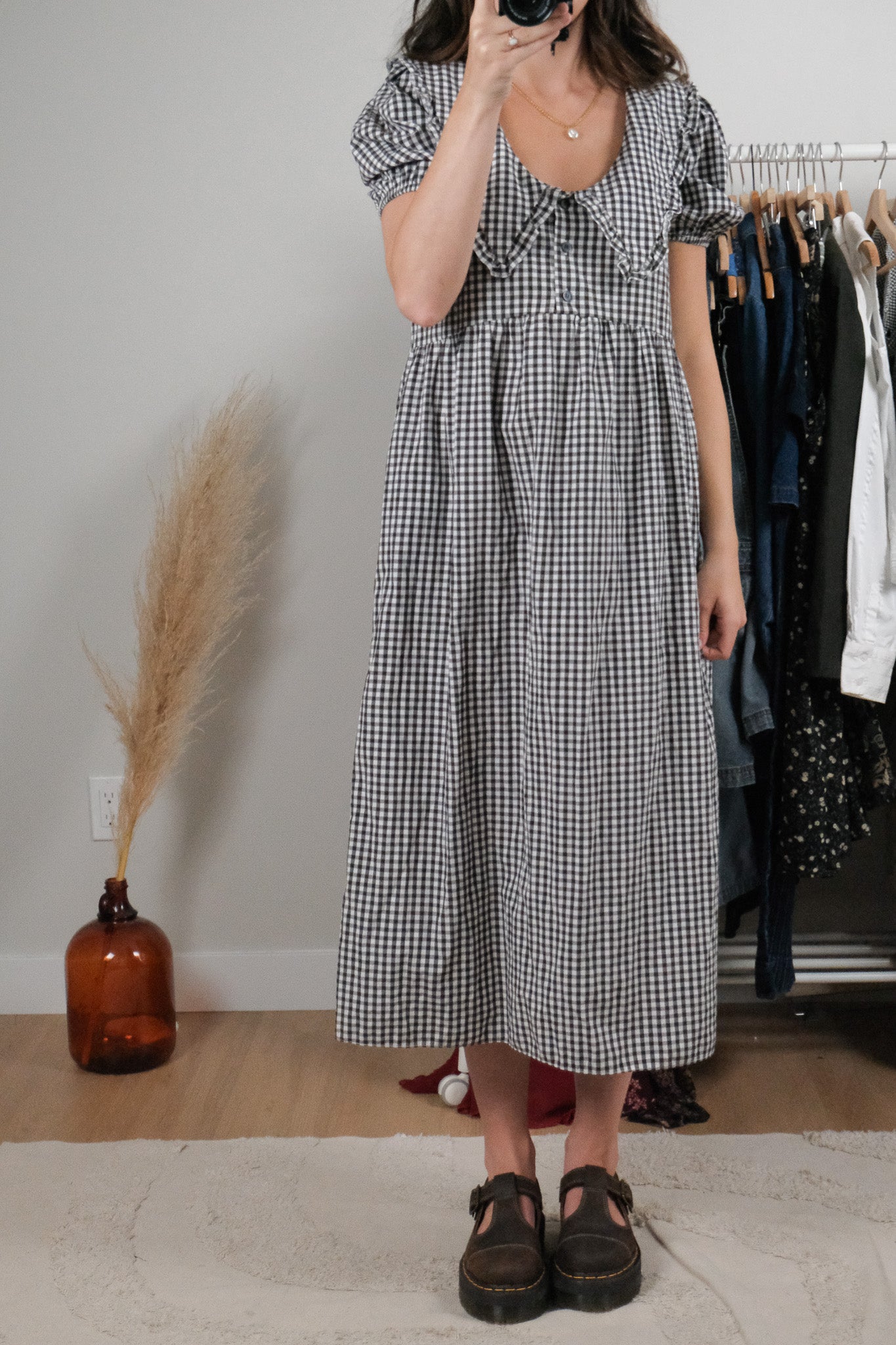 Modern x Collared Gingham Maxi Dress (XS/S)