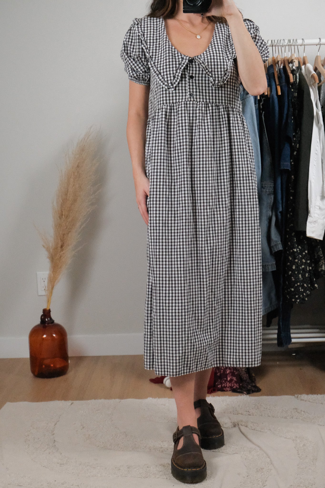 Modern x Collared Gingham Maxi Dress (XS/S)