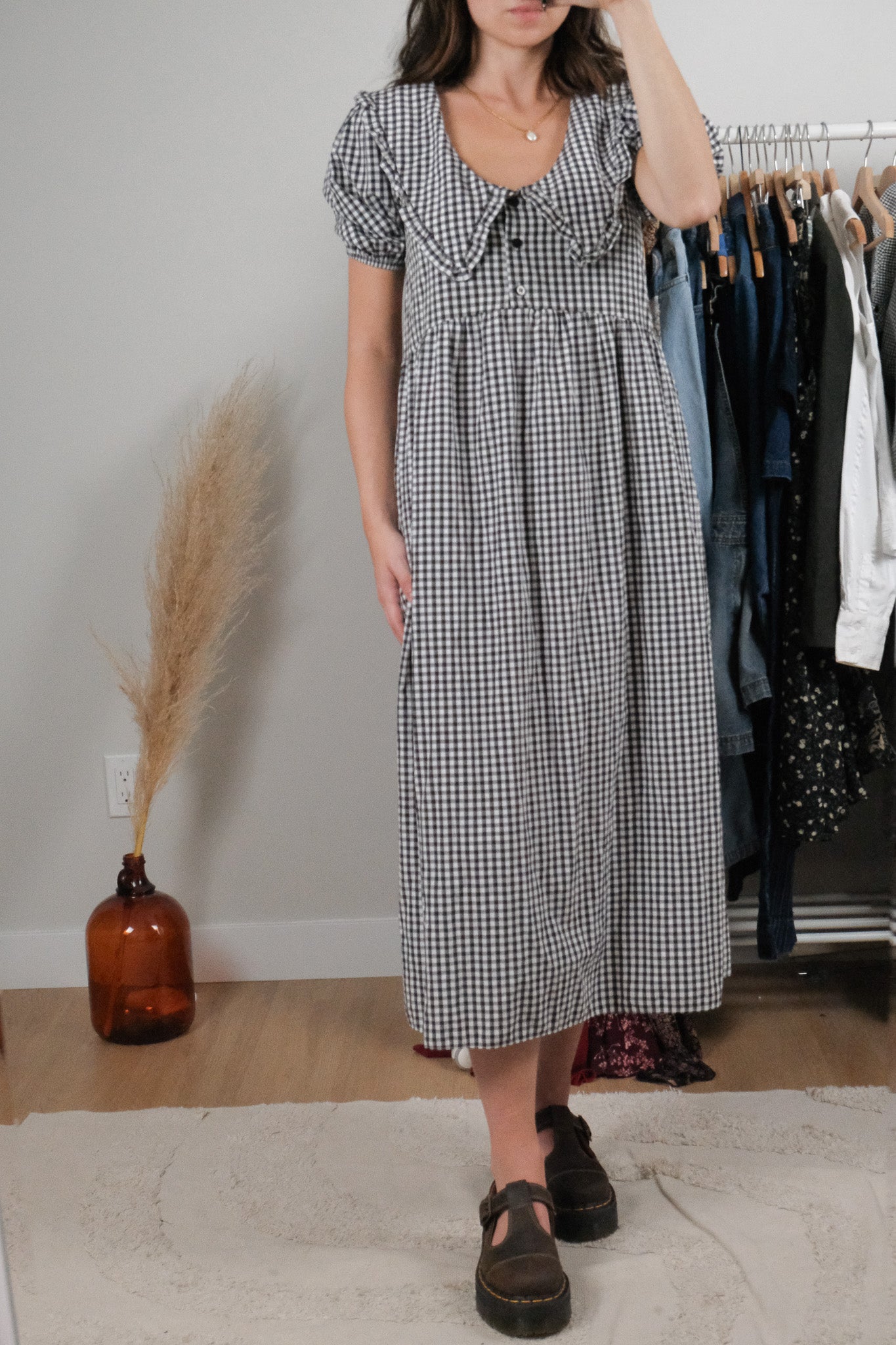 Modern x Collared Gingham Maxi Dress (XS/S)