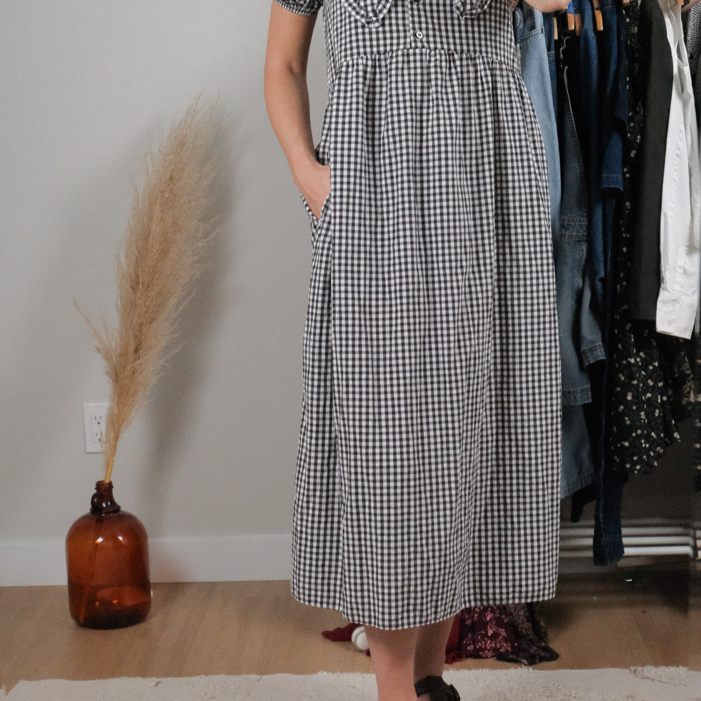 Modern x Collared Gingham Maxi Dress (XS/S)