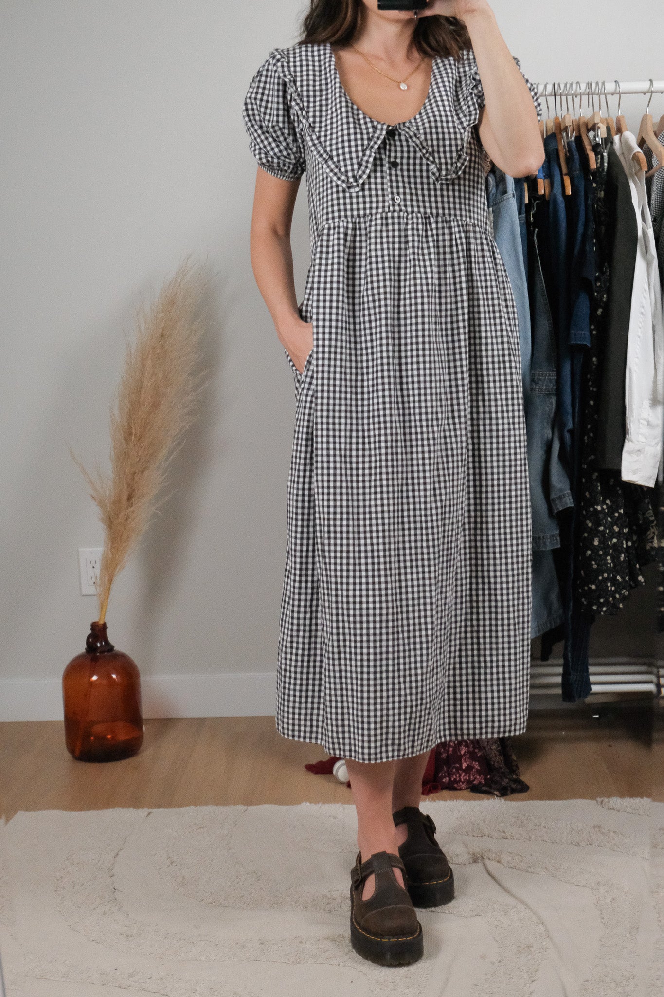 Modern x Collared Gingham Maxi Dress (XS/S)