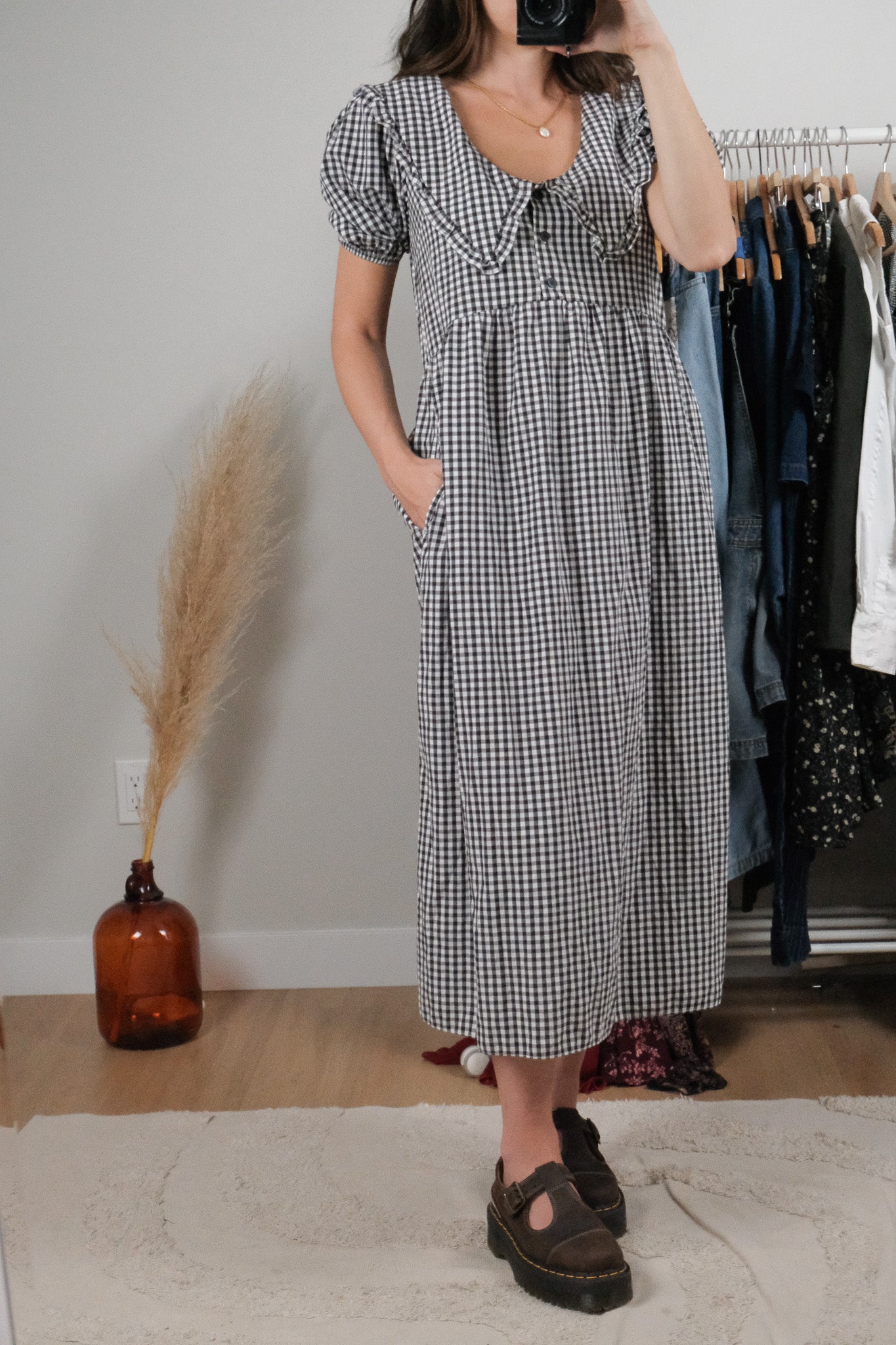 Modern x Collared Gingham Maxi Dress (XS/S)