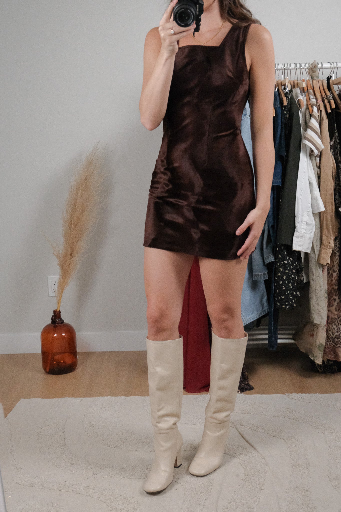 Made in USA x Vintage x Velvet Wavy Mini Dress (XS)