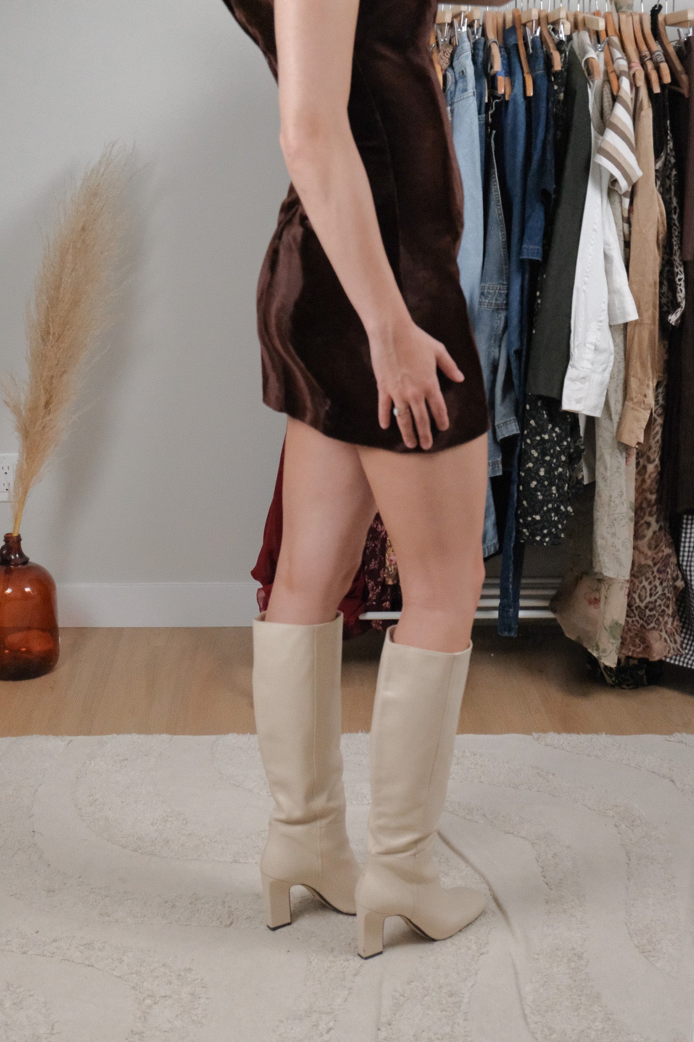 Made in USA x Vintage x Velvet Wavy Mini Dress (XS)