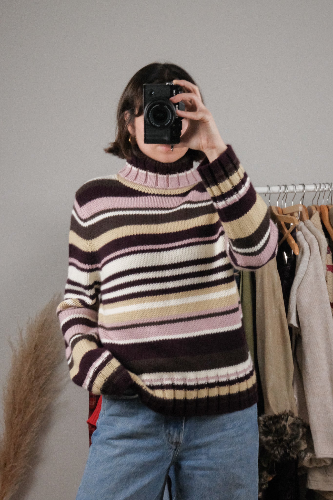 Vintage x Deadstock x Striped Turtleneck Sweater (L)