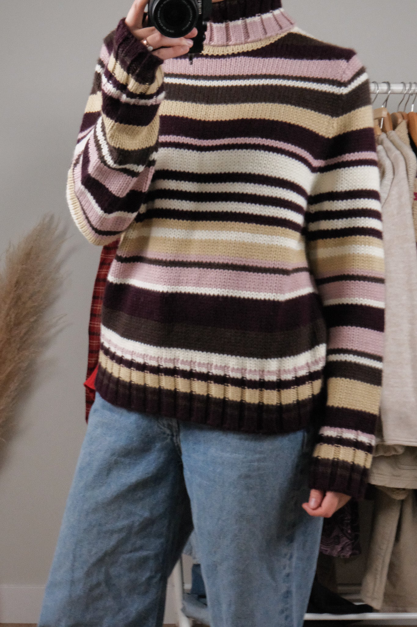 Vintage x Deadstock x Striped Turtleneck Sweater (L)