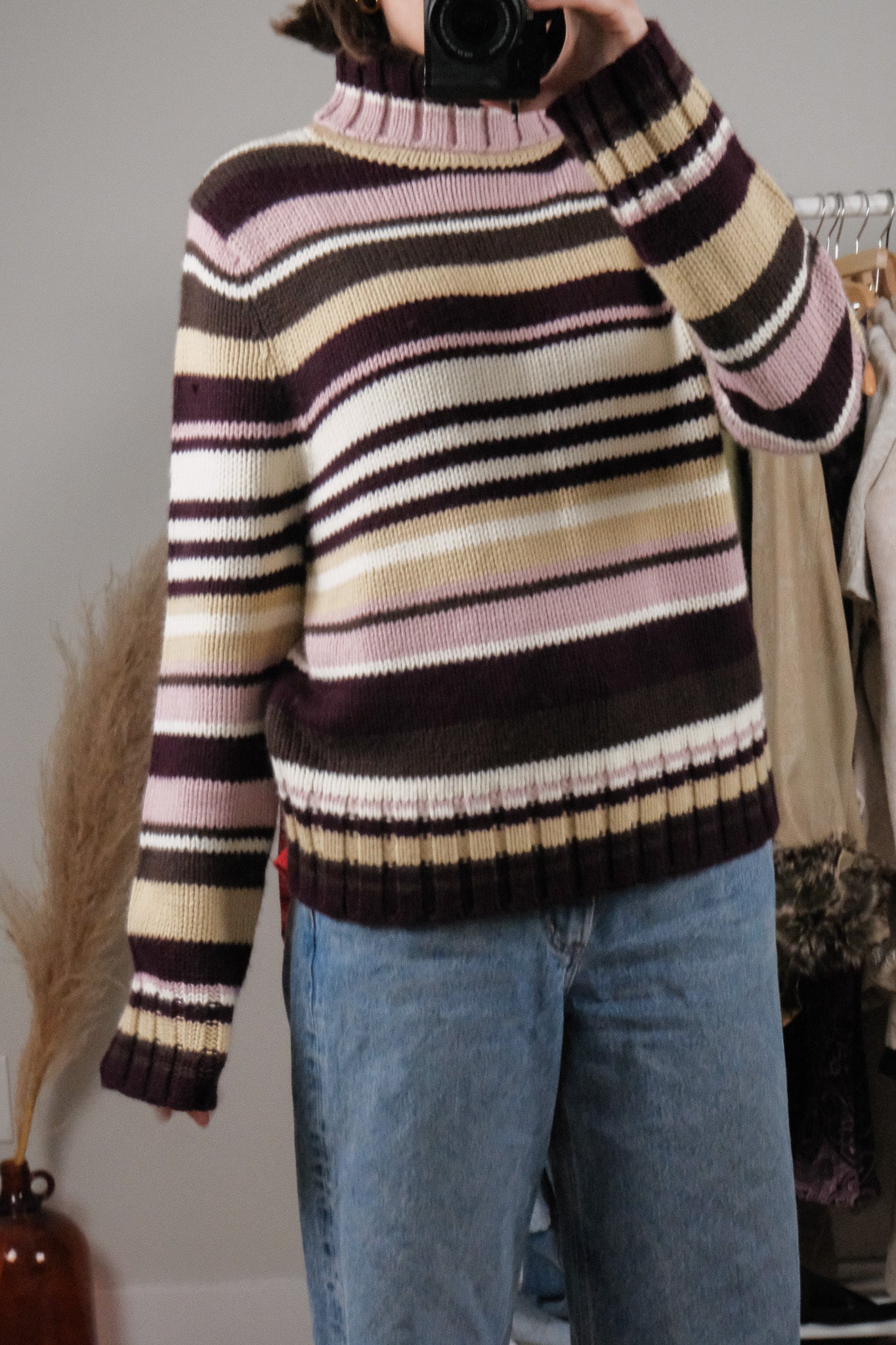 Vintage x Deadstock x Striped Turtleneck Sweater (L)