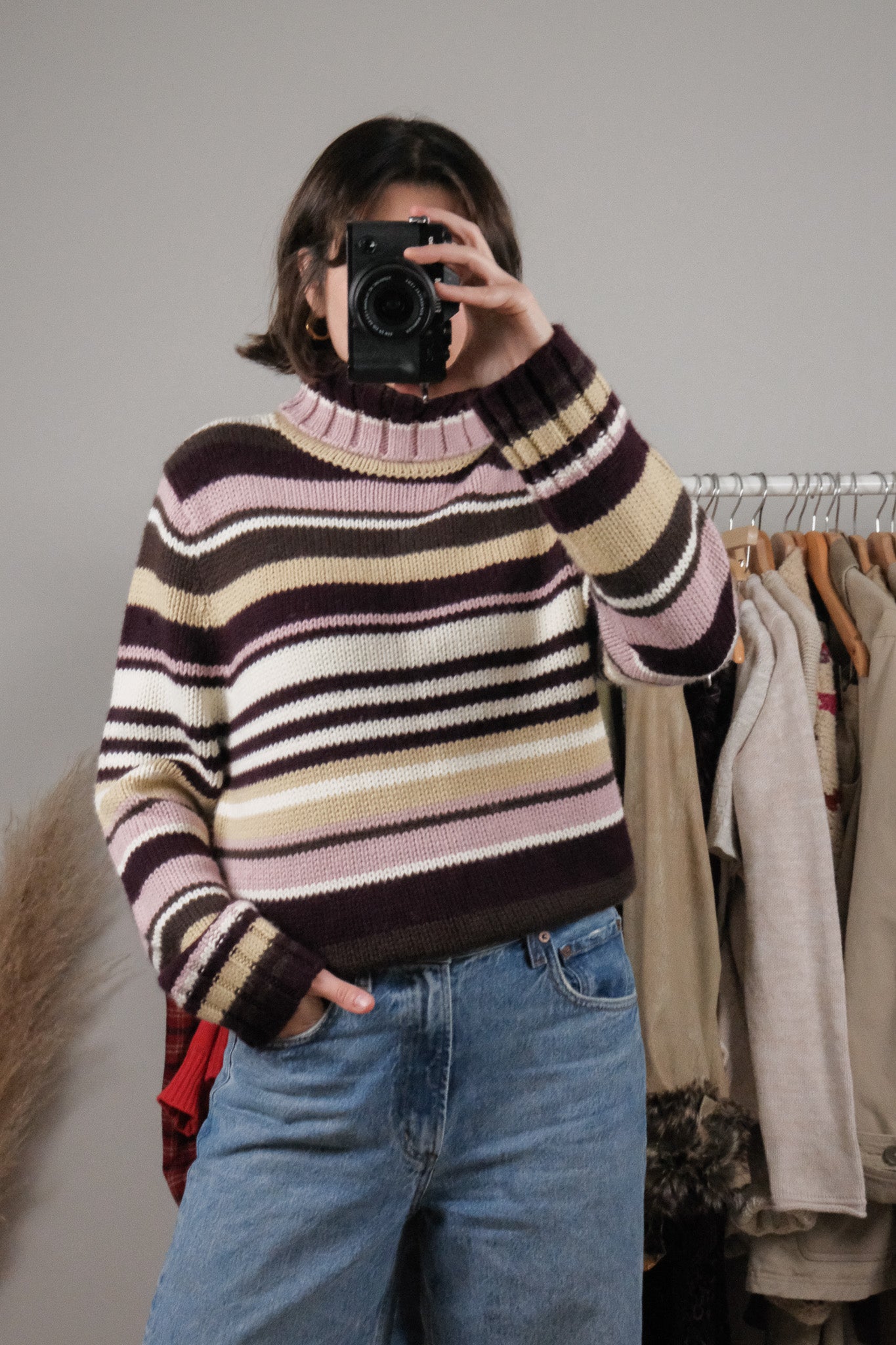 Vintage x Deadstock x Striped Turtleneck Sweater (L)