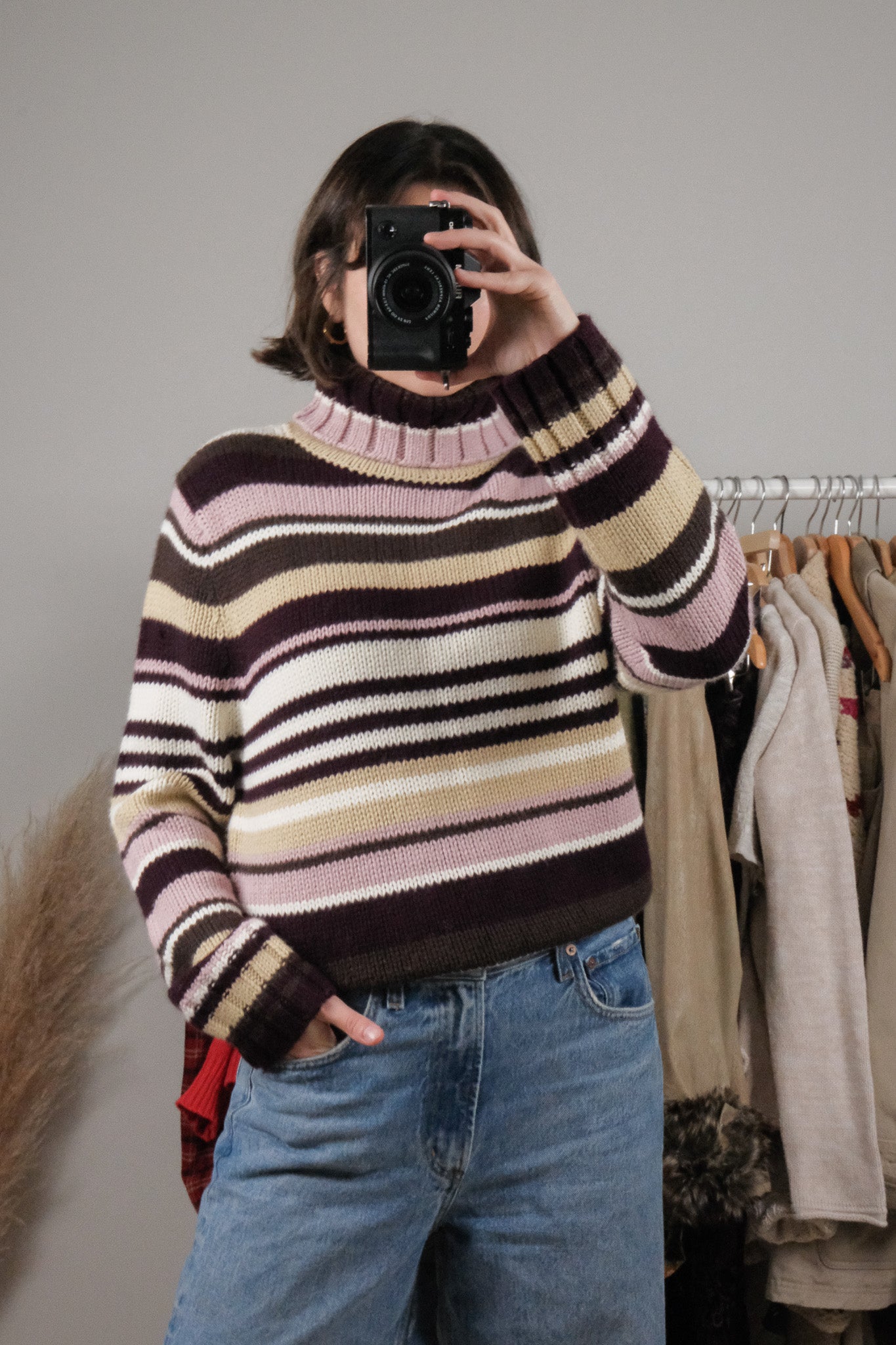 Vintage x Deadstock x Striped Turtleneck Sweater (L)