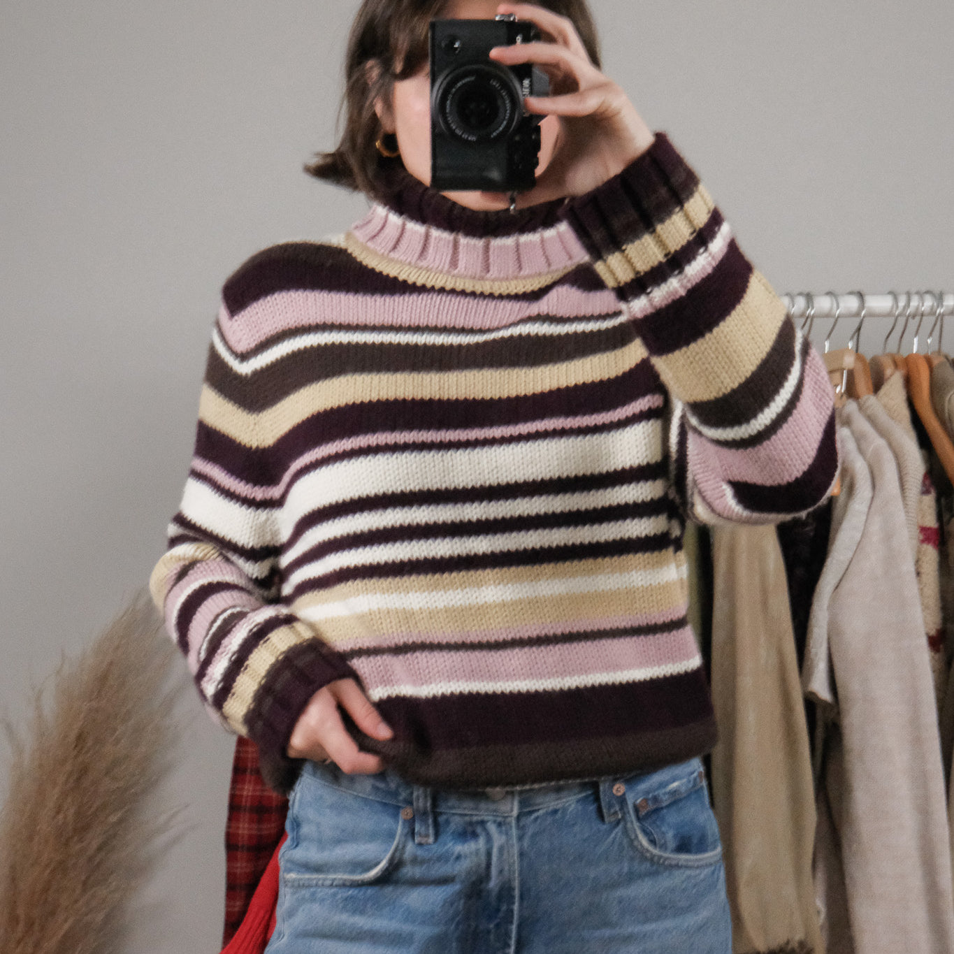 Vintage x Deadstock x Striped Turtleneck Sweater (L)