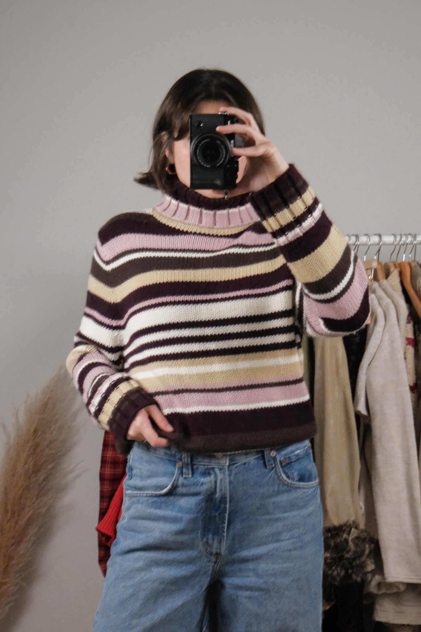 Vintage x Deadstock x Striped Turtleneck Sweater (L)