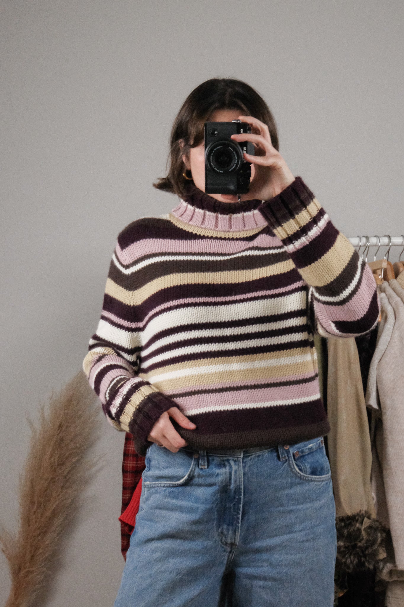 Vintage x Deadstock x Striped Turtleneck Sweater (L)